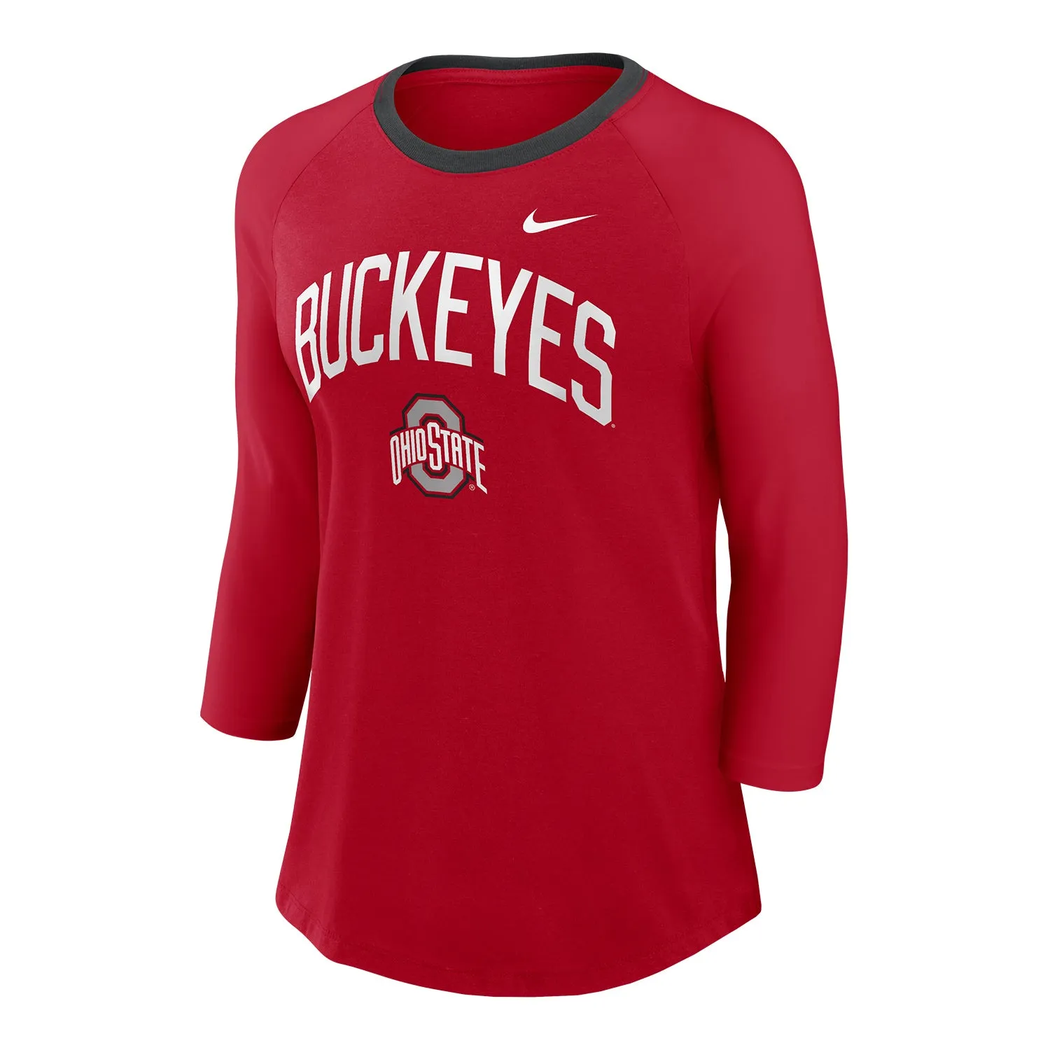 Ladies Ohio State Buckeyes Nike 3/4 Sleeve Scarlet T-Shirt