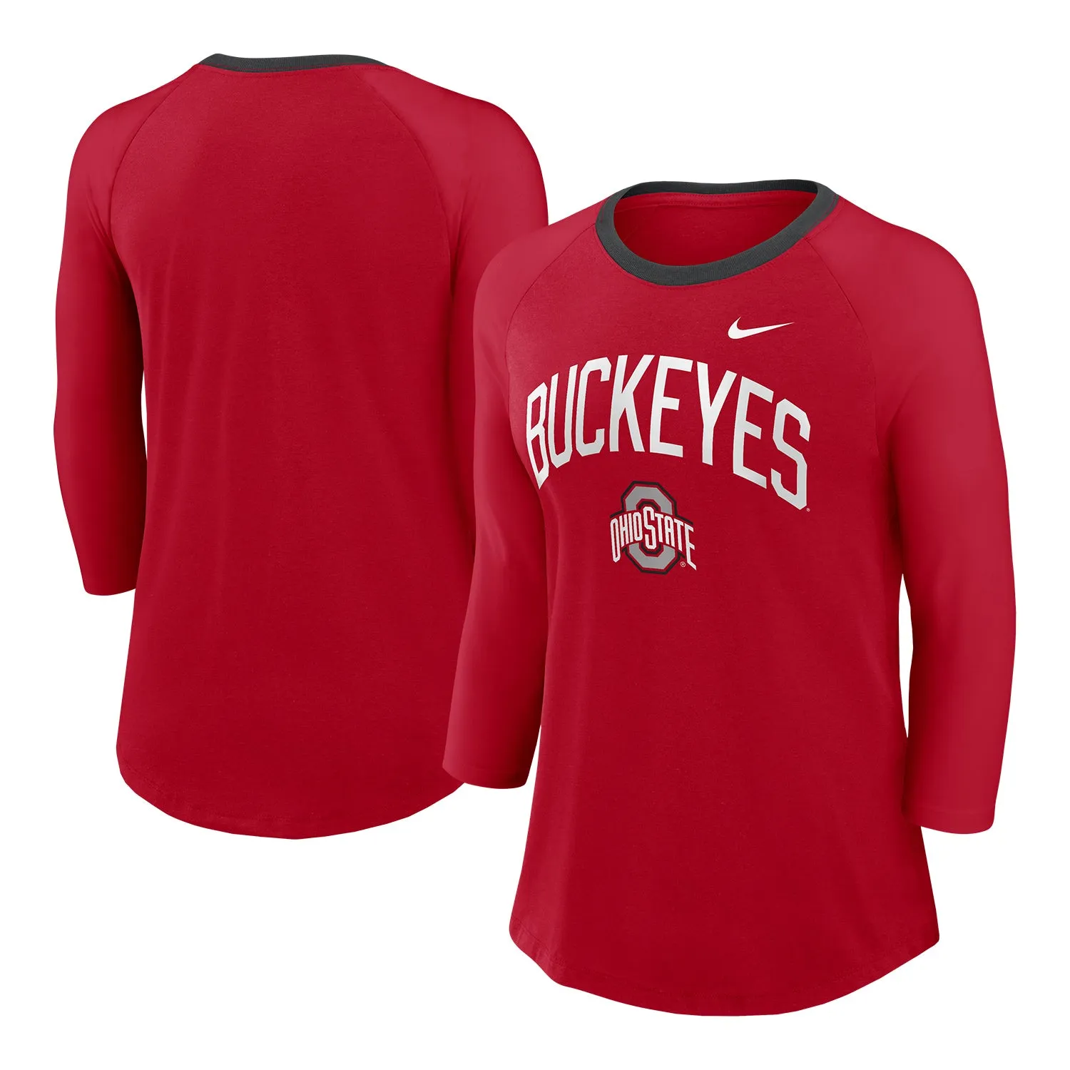 Ladies Ohio State Buckeyes Nike 3/4 Sleeve Scarlet T-Shirt