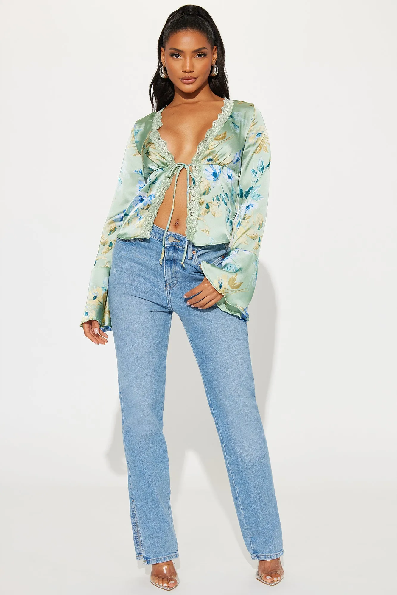 Let's Make It Official Floral Top - Sage/combo