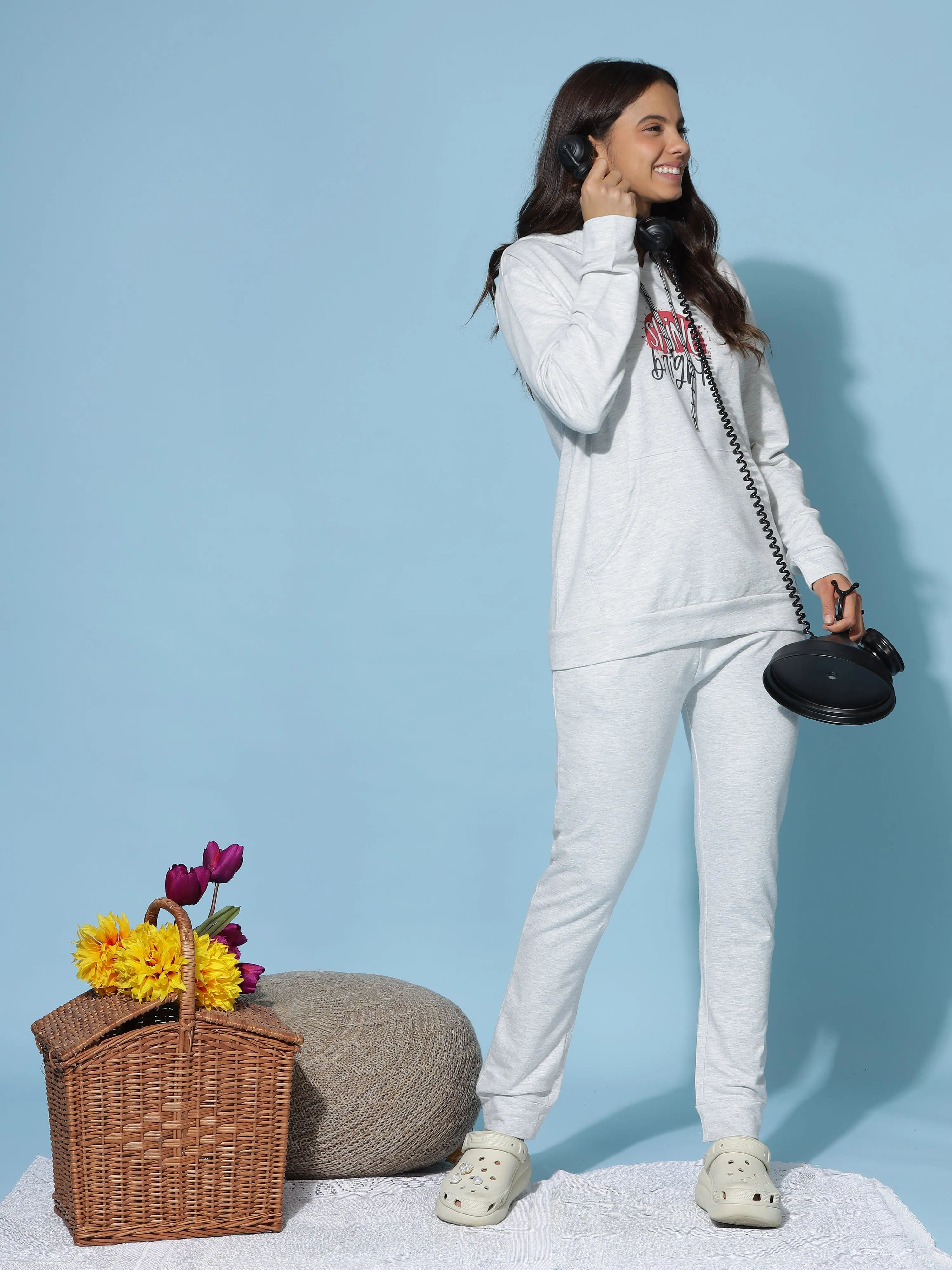 Light Grey Hosiery Cotton Winter Track Suit