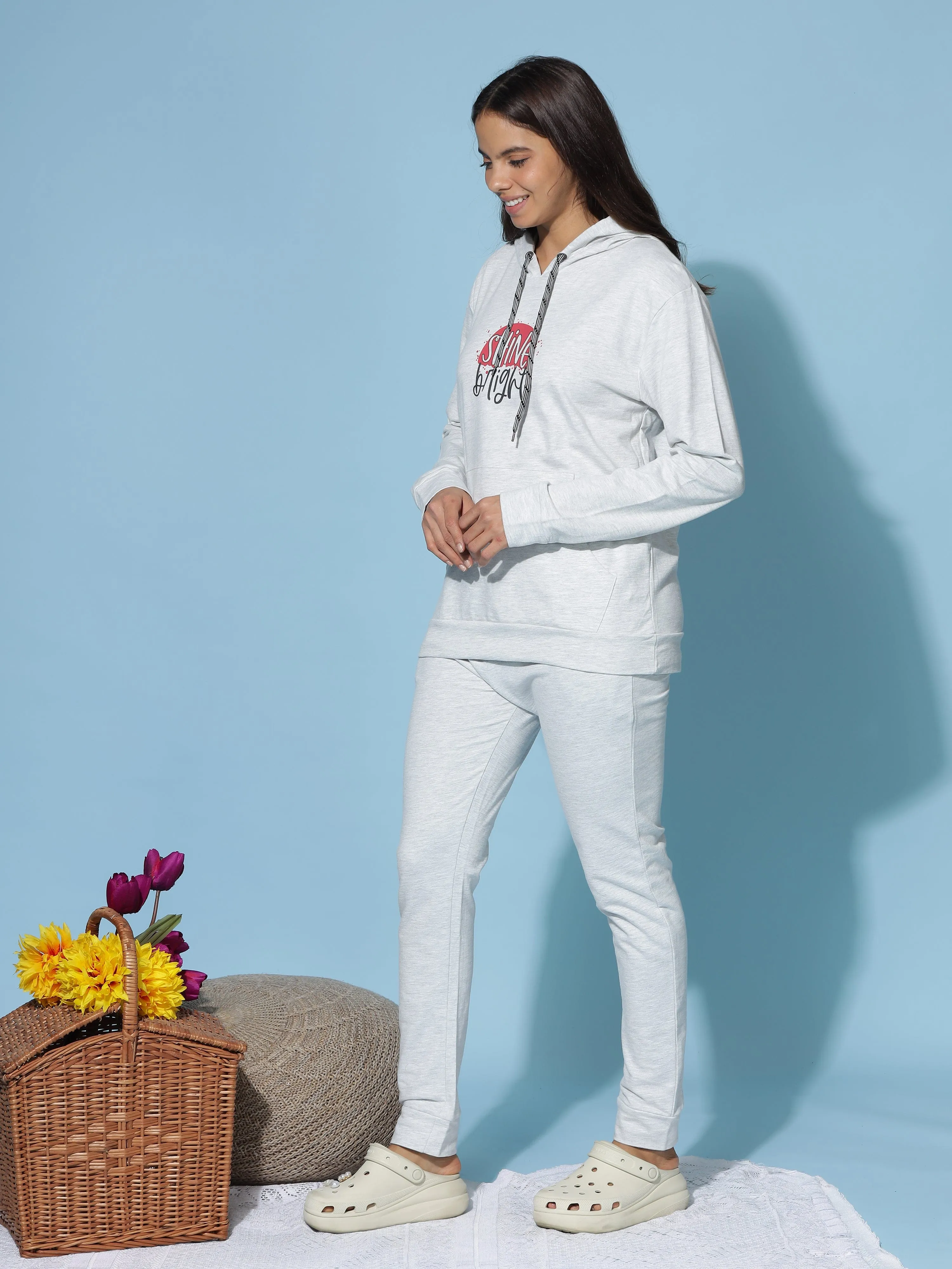 Light Grey Hosiery Cotton Winter Track Suit