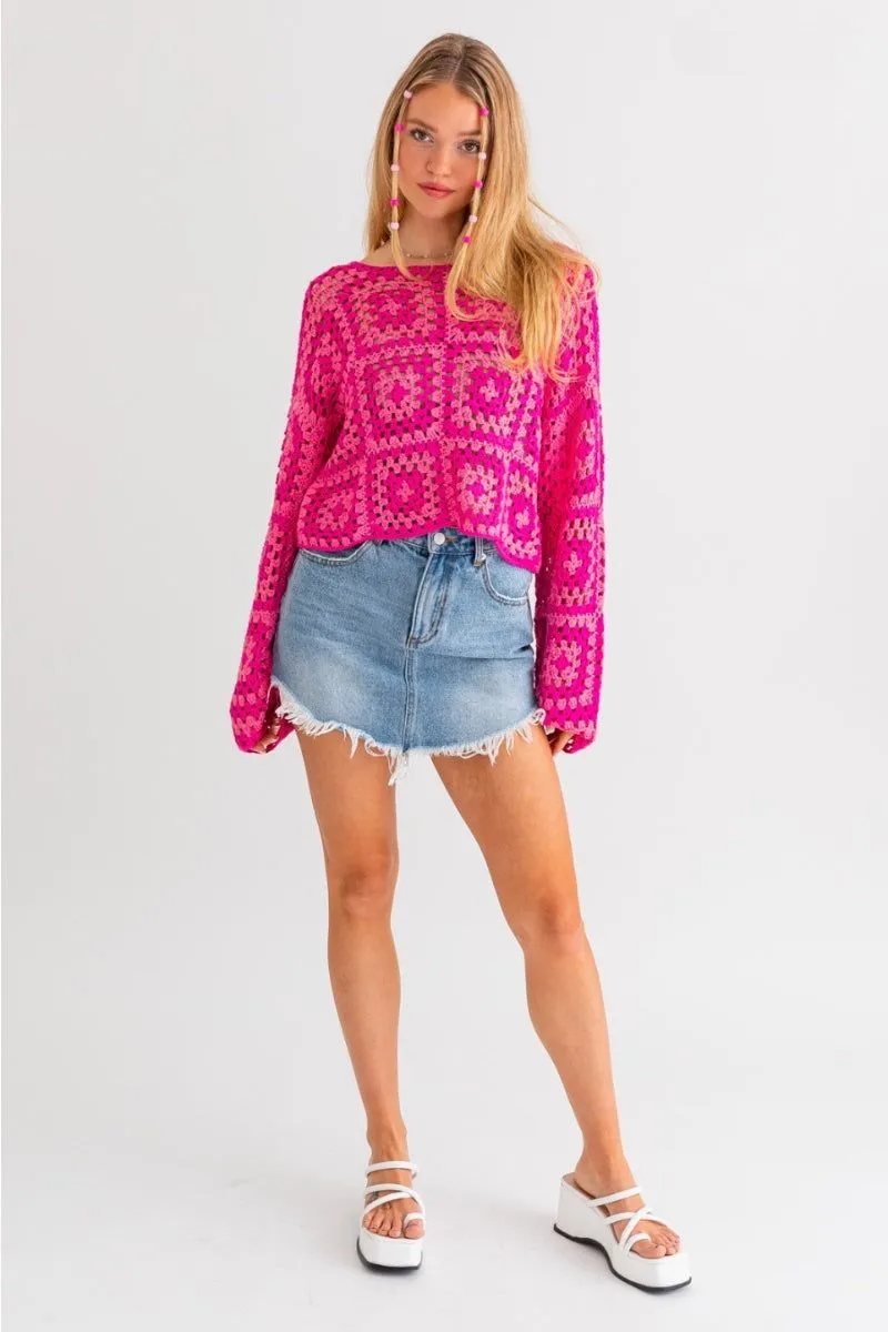 Long Sleeve Crochet Top