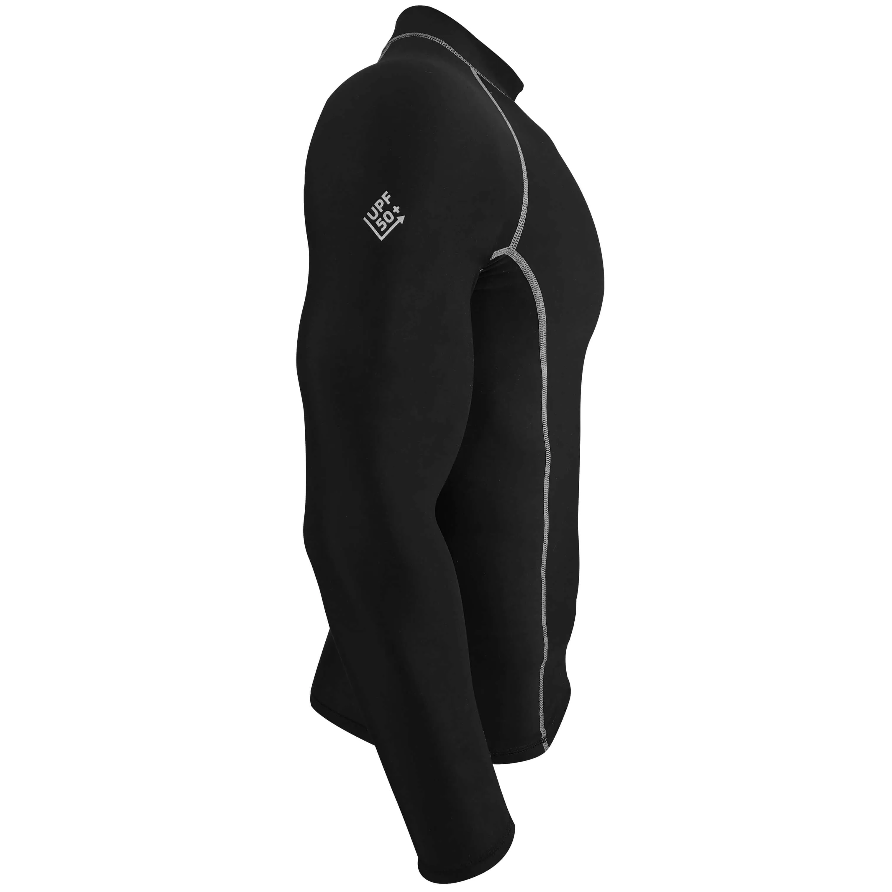 Long Sleeve Fleece Thermo Rash Guard Unisex UPF 50  |  Black