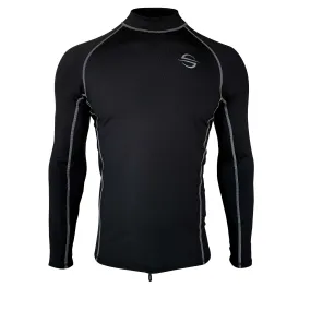 Long Sleeve Fleece Thermo Rash Guard Unisex UPF 50  |  Black