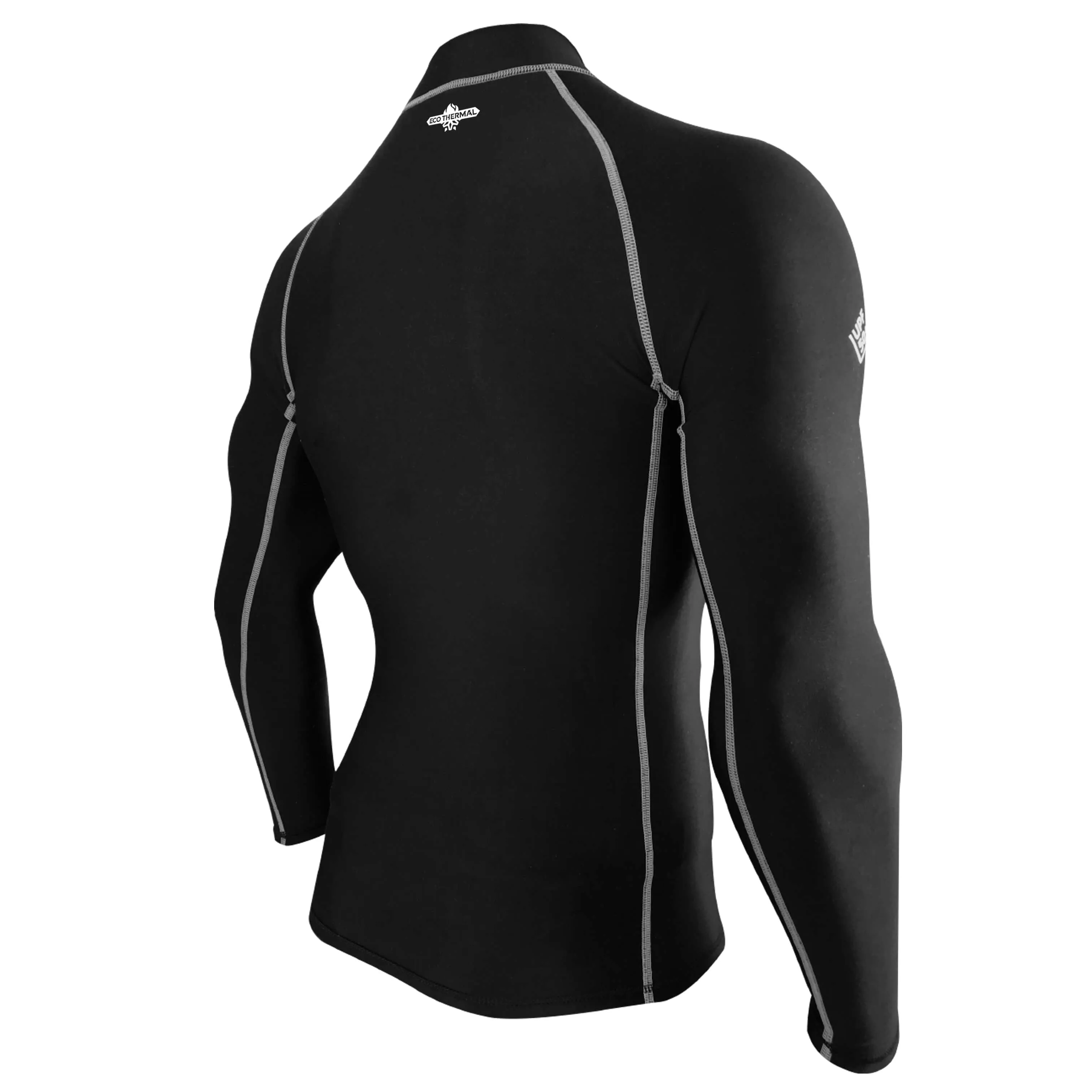 Long Sleeve Fleece Thermo Rash Guard Unisex UPF 50  |  Black