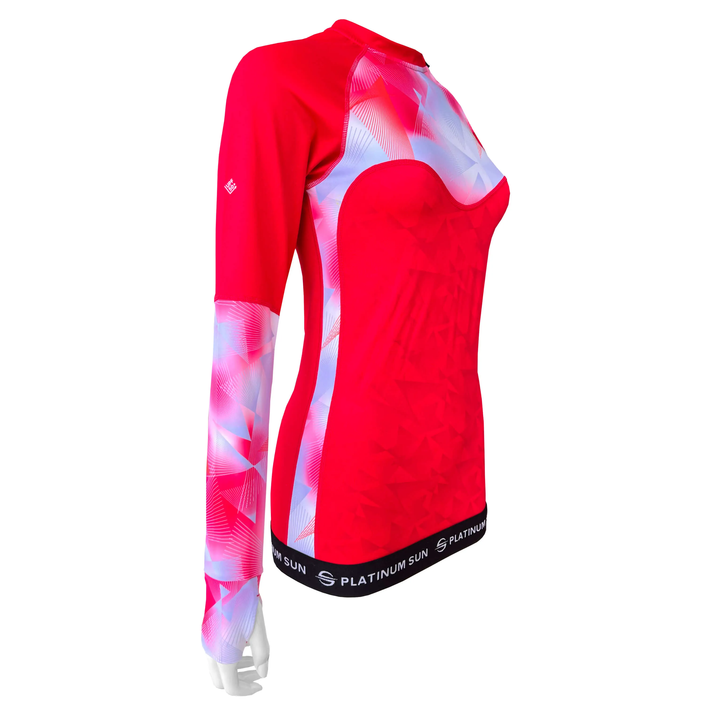 Long Sleeve Rash Guard for Women UPF 50  | Active - Red