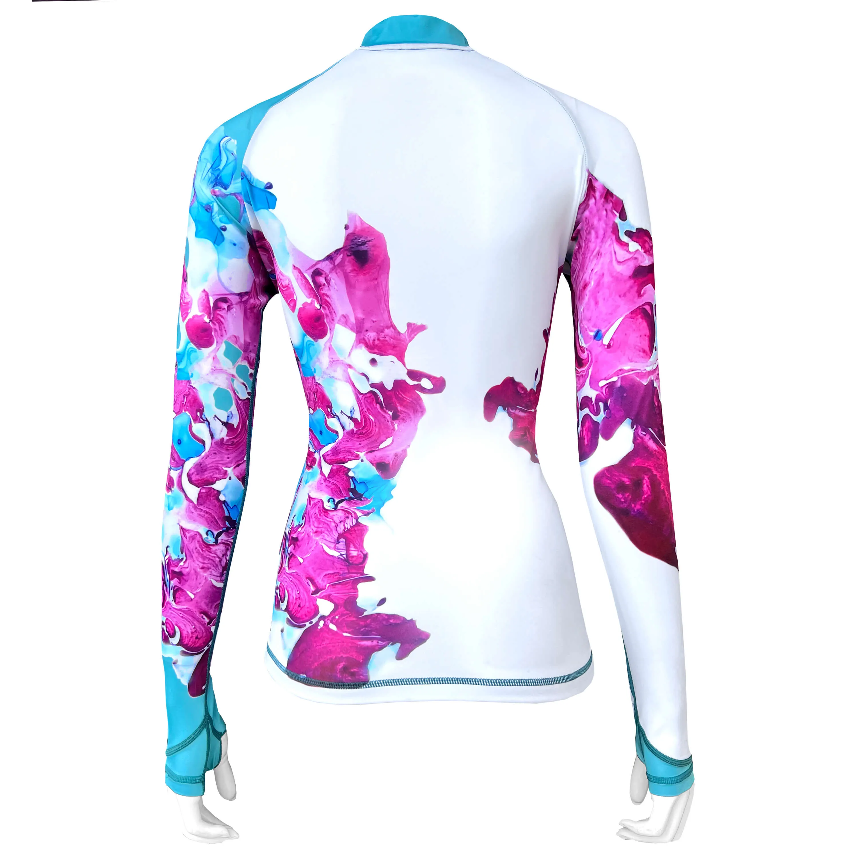 Long Sleeve Rash Guard for Women UPF 50  | Art - Marble Dawn