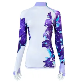 Long Sleeve Rash Guard for Women UPF 50  | Art - Marble Dusk