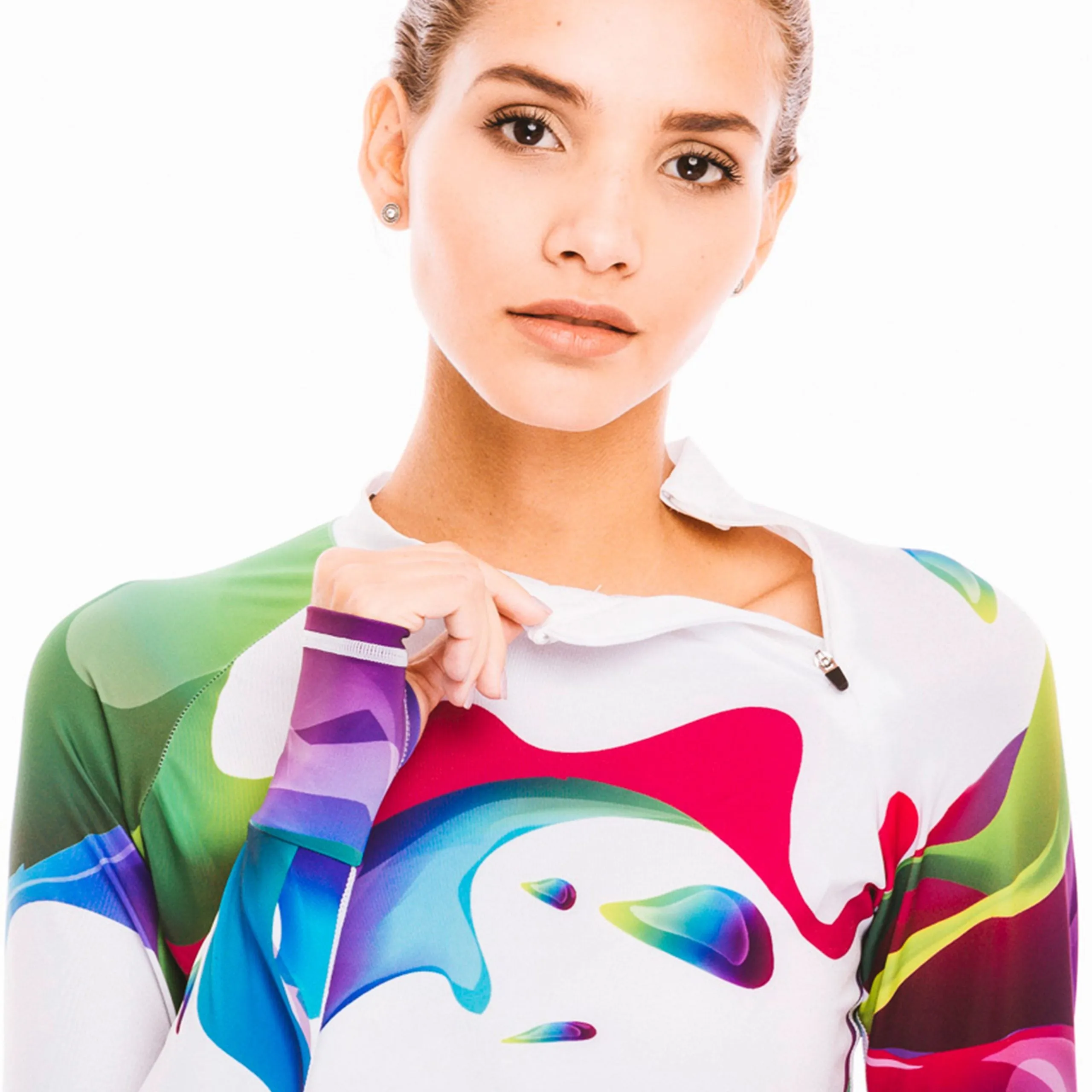 Long Sleeve Rash Guard for Women UPF 50  | Rainbow