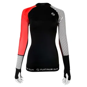 Long Sleeve Swim Shirt for Women UPF 50  | Stripes - Coral