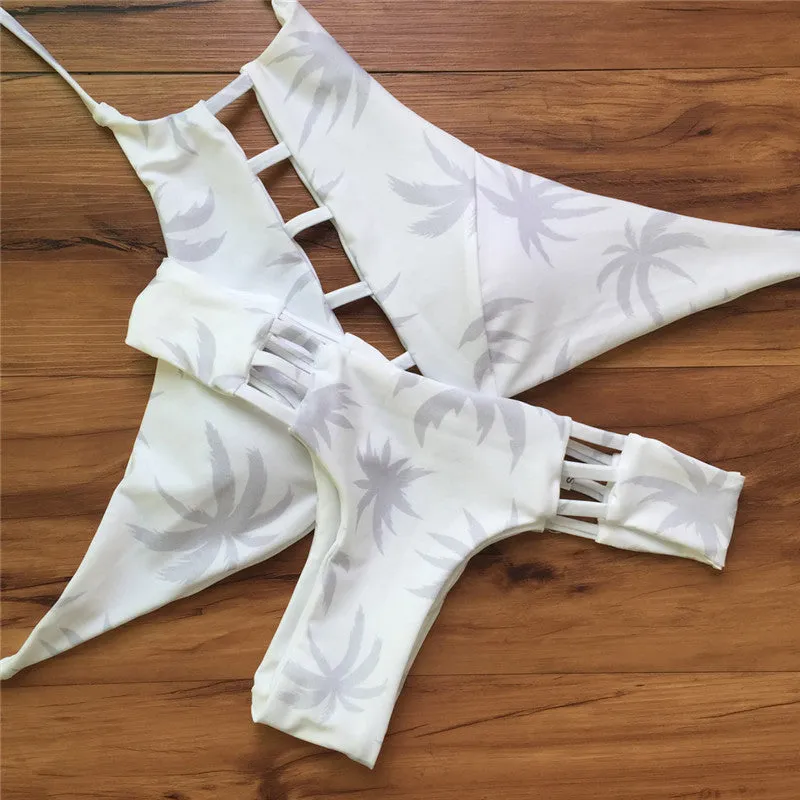 Maple Leaves Print Bikini Set