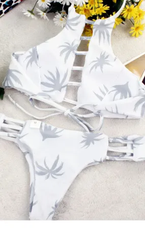 Maple Leaves Print Bikini Set