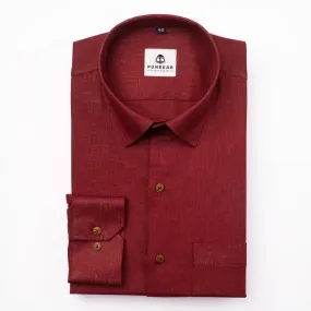 Maroon Color Linen Formal Shirts For Men