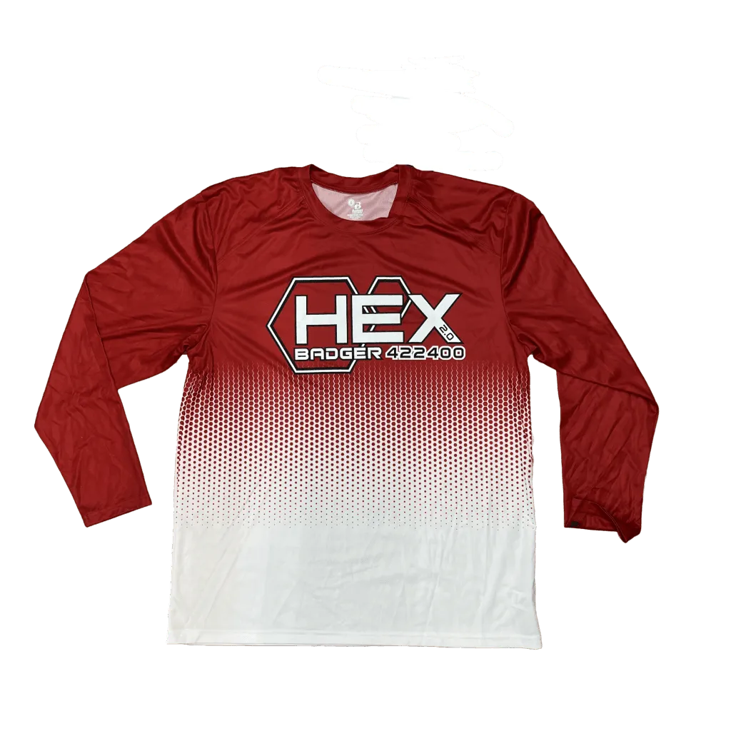 Men's Badger Sport •Hex• Long Sleeve Tee red/white large