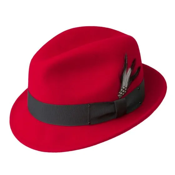 Men's Bailey Of Hollywood Litefelt Wool Center Dent Tino 7001 Fedora Red