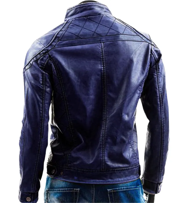 Men's Purple Motorcycle Biker Vintage Retro Cafe Racer Genuine Leather Jacket