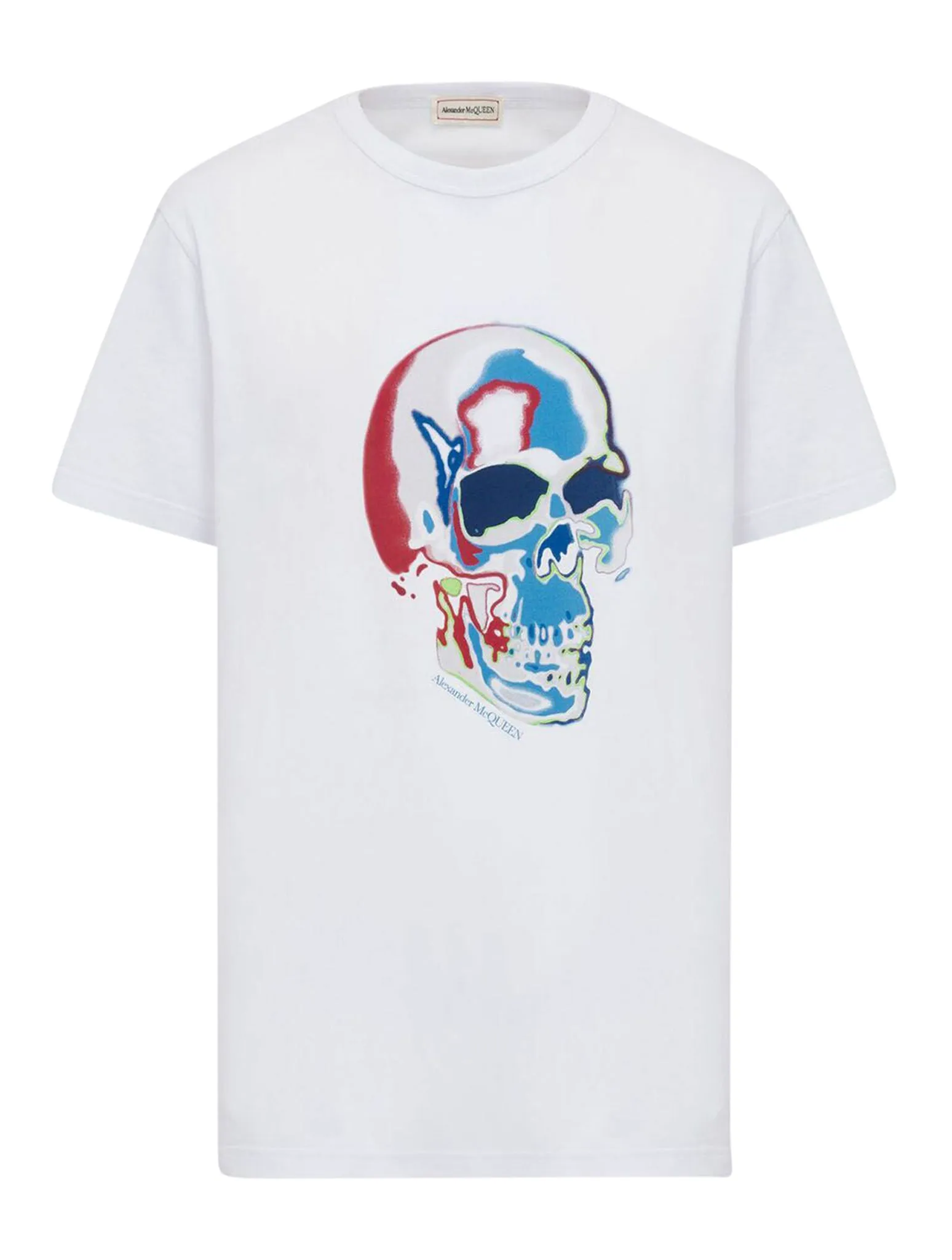 Men`s Solarised Skull T-shirt in White/multicolour