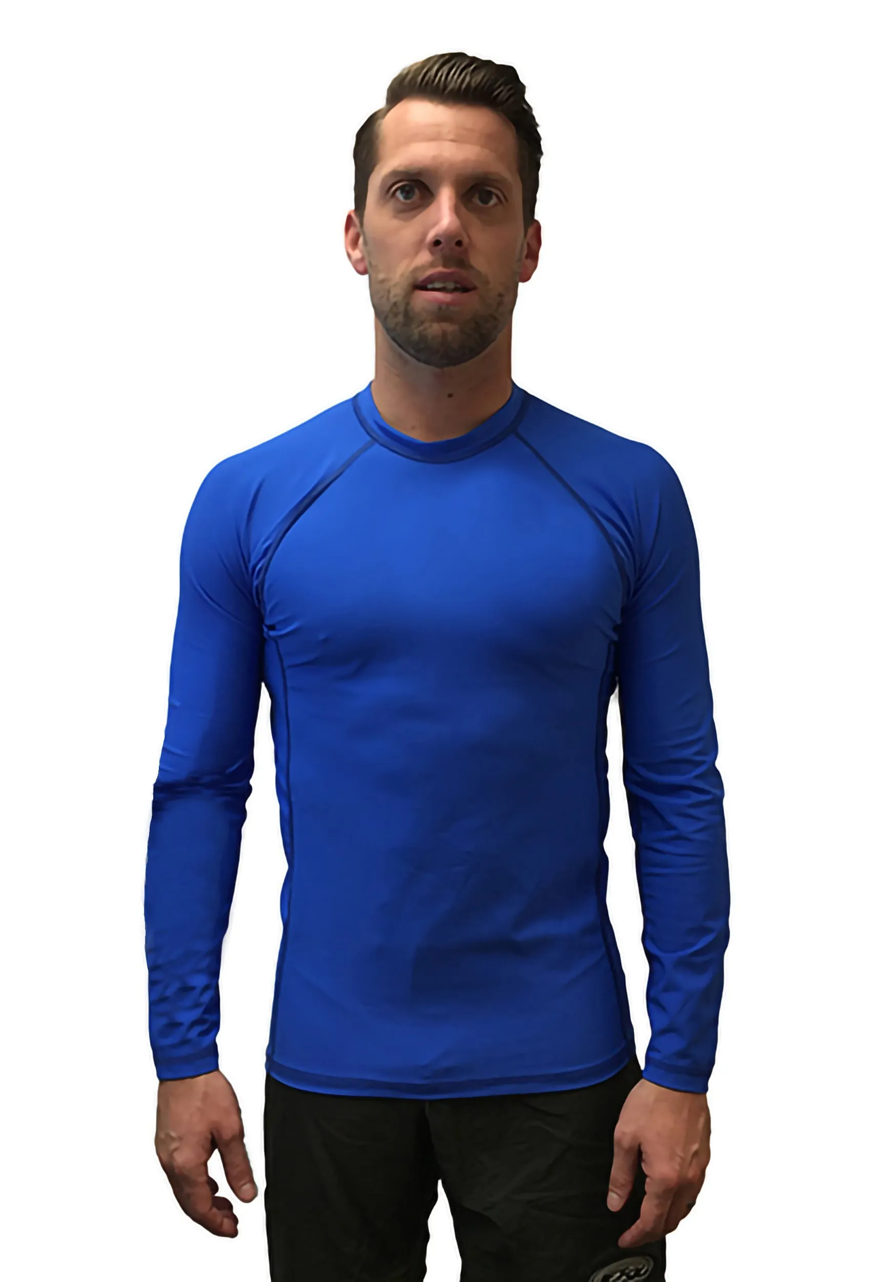 Mens Tight Fit Long Sleeve Rashguard – Quick Drying UPF 50  Sun Protection/Block