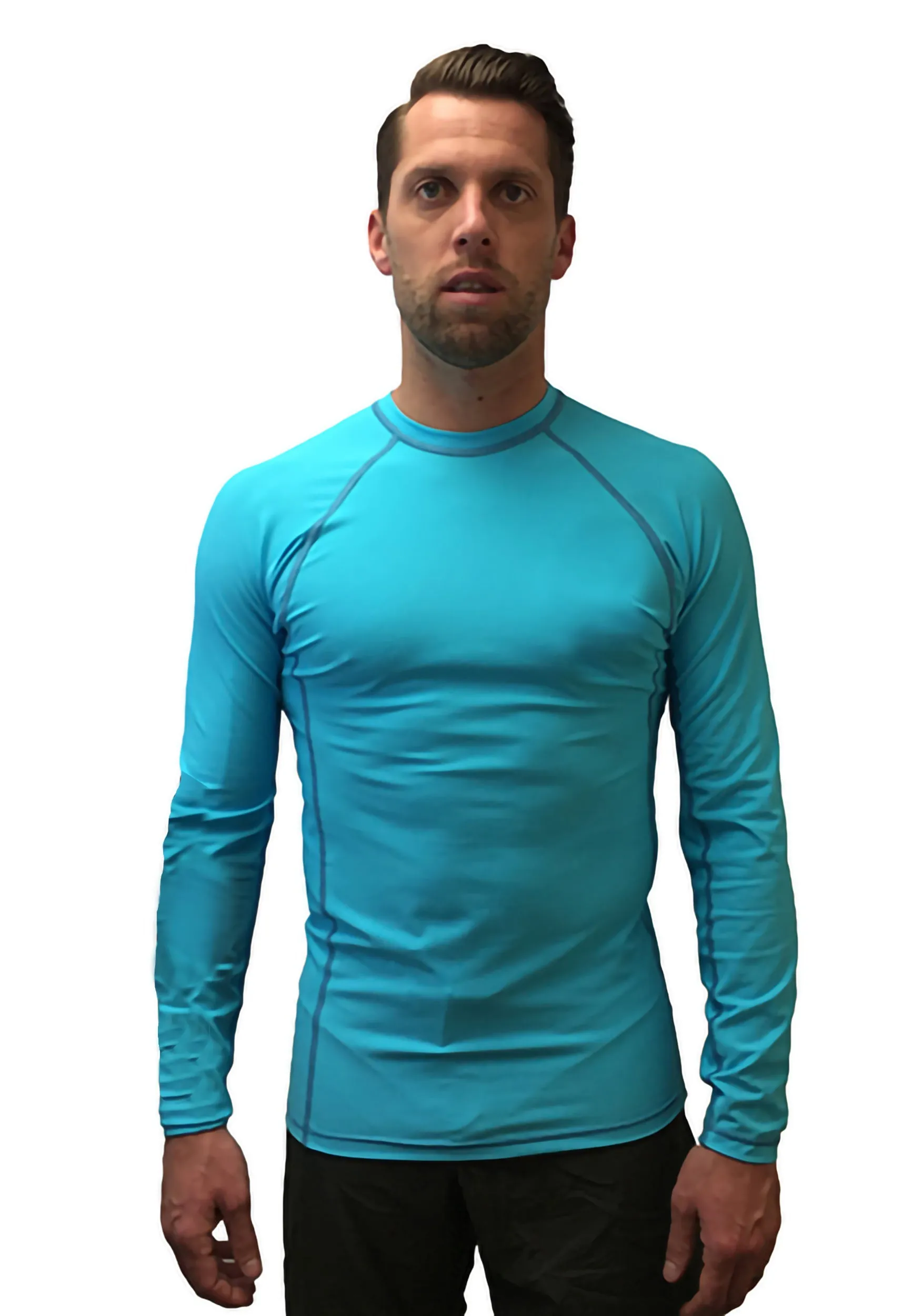 Mens Tight Fit Long Sleeve Rashguard – Quick Drying UPF 50  Sun Protection/Block