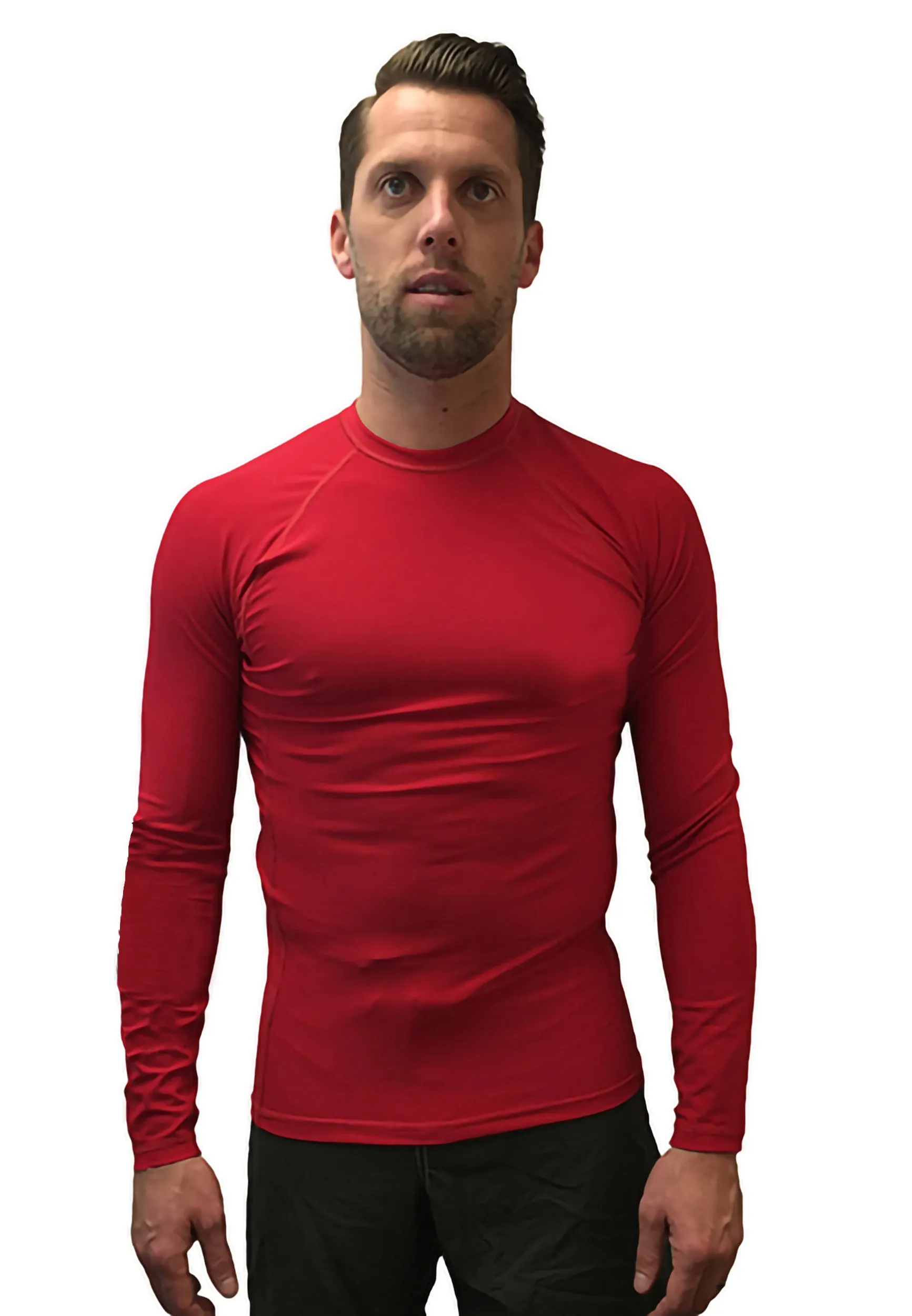 Mens Tight Fit Long Sleeve Rashguard – Quick Drying UPF 50  Sun Protection/Block