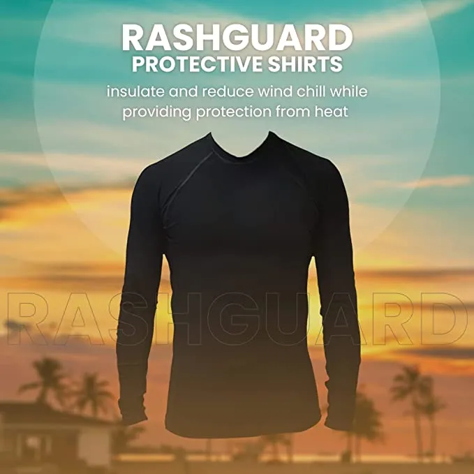 Mens Tight Fit Long Sleeve Rashguard – Quick Drying UPF 50  Sun Protection/Block