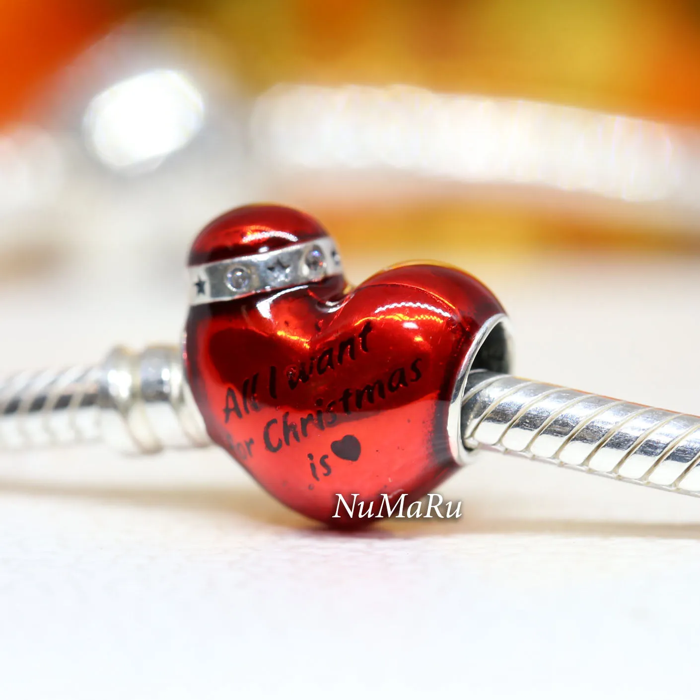 Metallic Red Christmas Heart Charm 792336C01