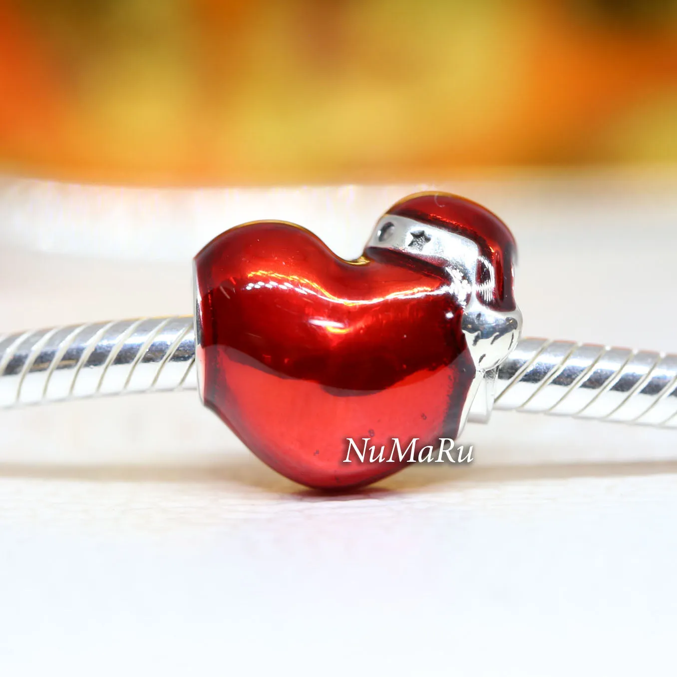 Metallic Red Christmas Heart Charm 792336C01