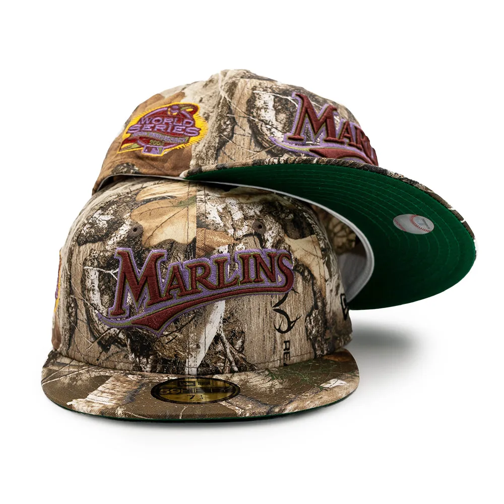 NEW ERA X FRESH RAGS 59FIFTY Florida Marlins Script 100th World Series SIDE PATCH - Real Tree Camo