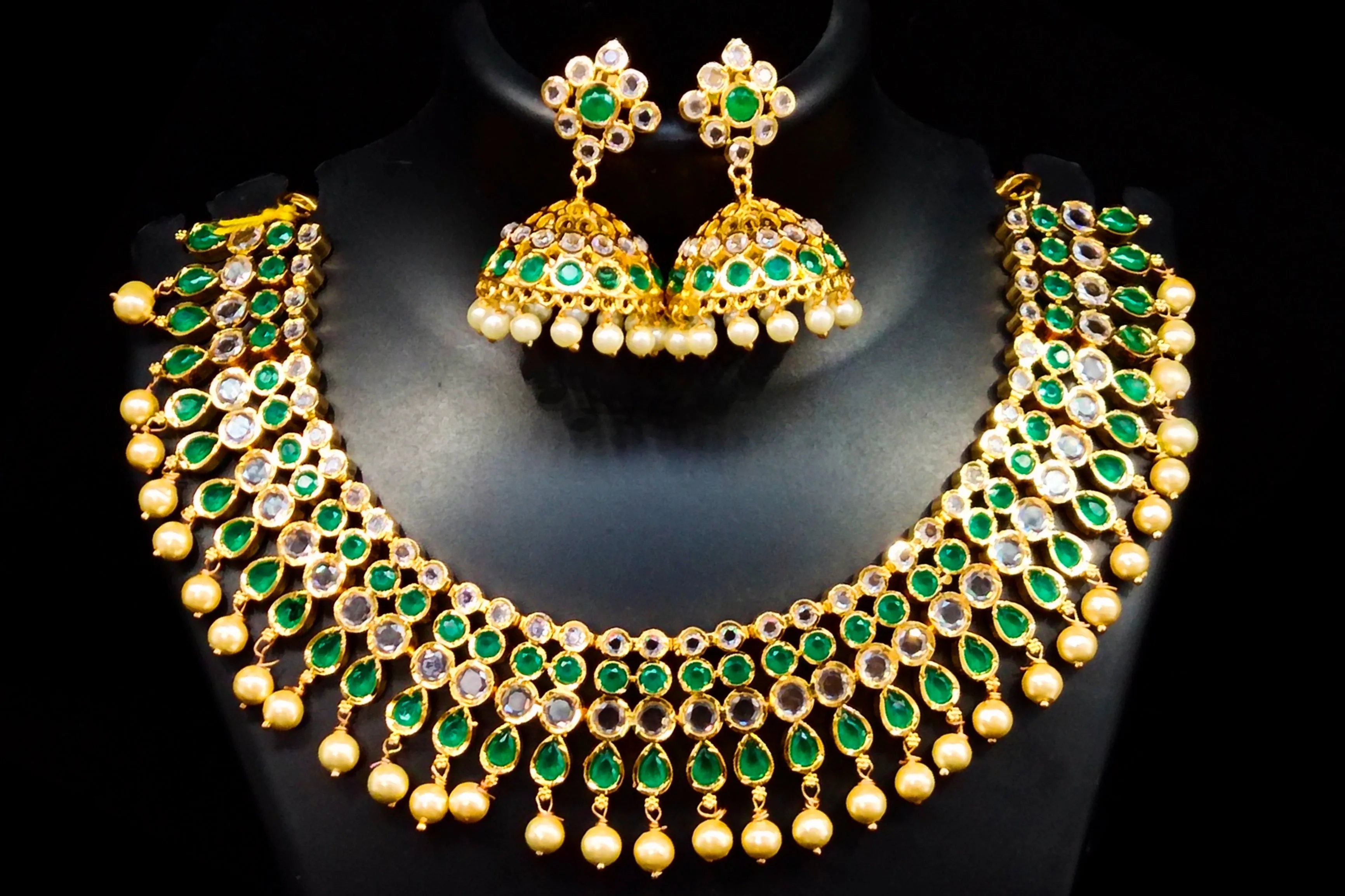 One Gram Gold Uncut American Diamond Necklace Set By Asp Fashion Jewellery