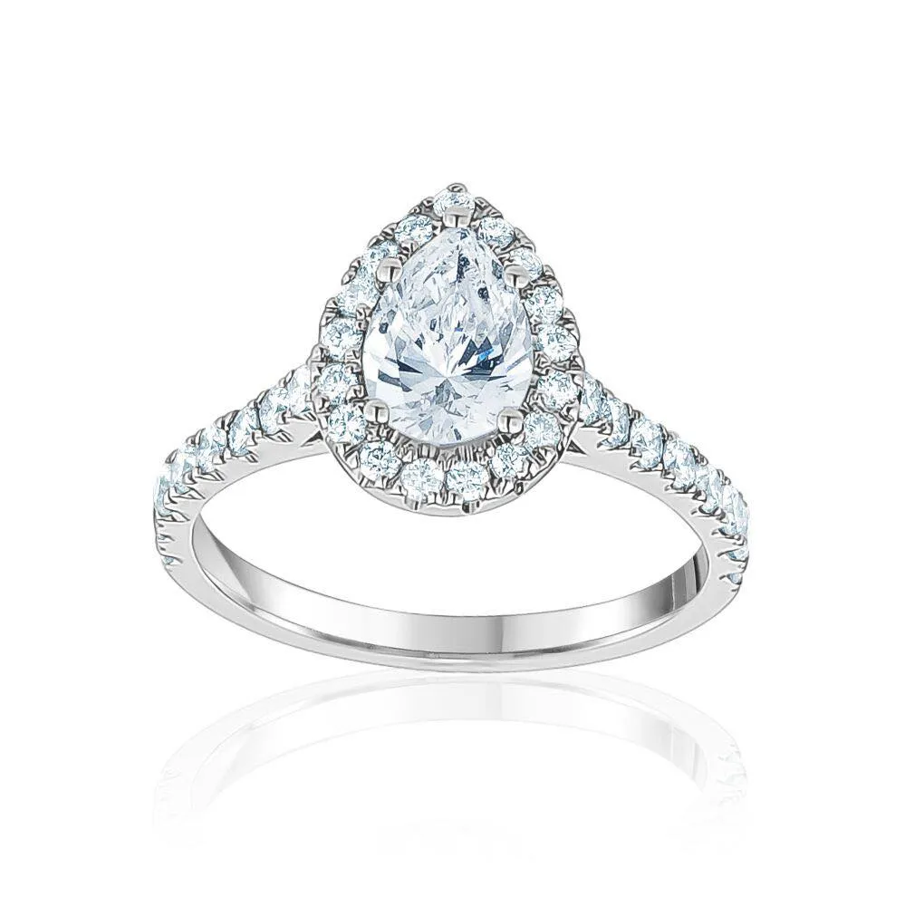 Pear with Halo Engagement Ring