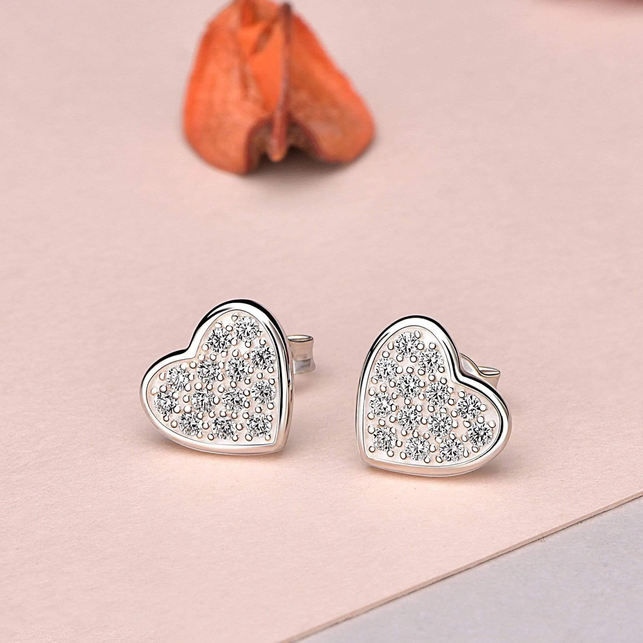 Petite Sterling Silver Heart Earrings Studs