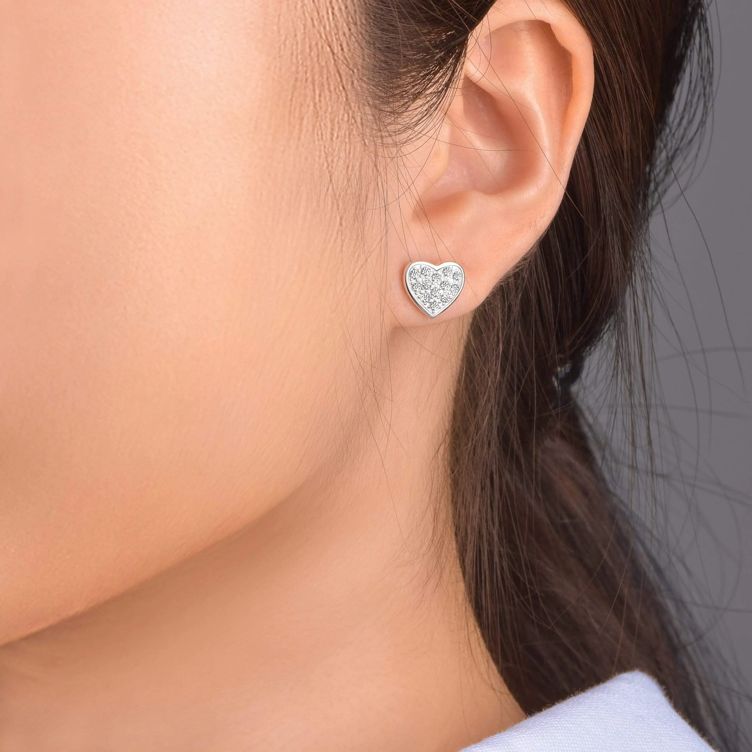 Petite Sterling Silver Heart Earrings Studs