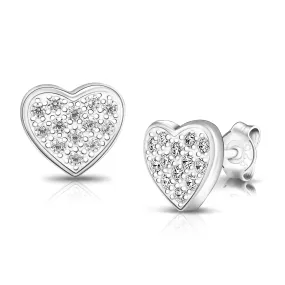 Petite Sterling Silver Heart Earrings Studs