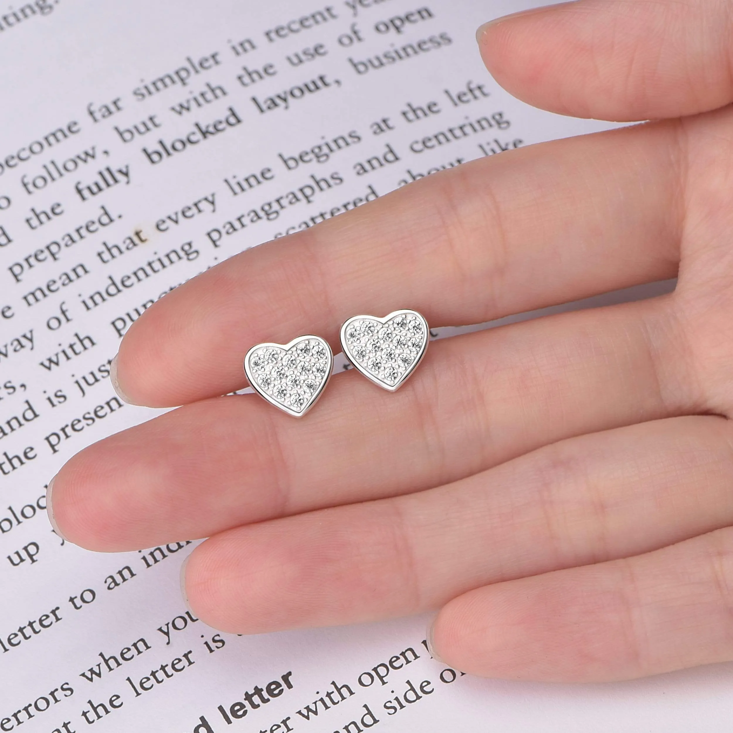 Petite Sterling Silver Heart Earrings Studs