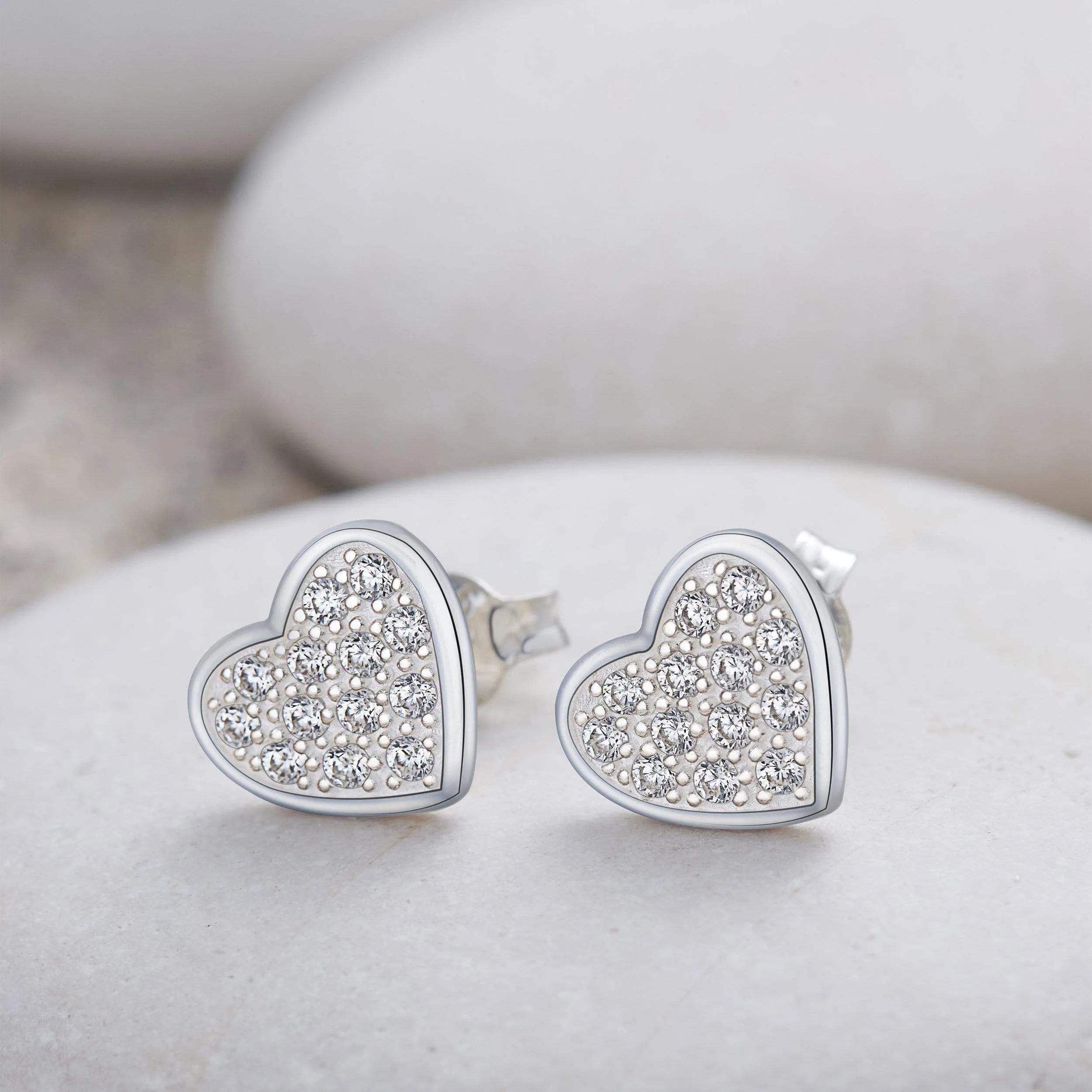 Petite Sterling Silver Heart Earrings Studs