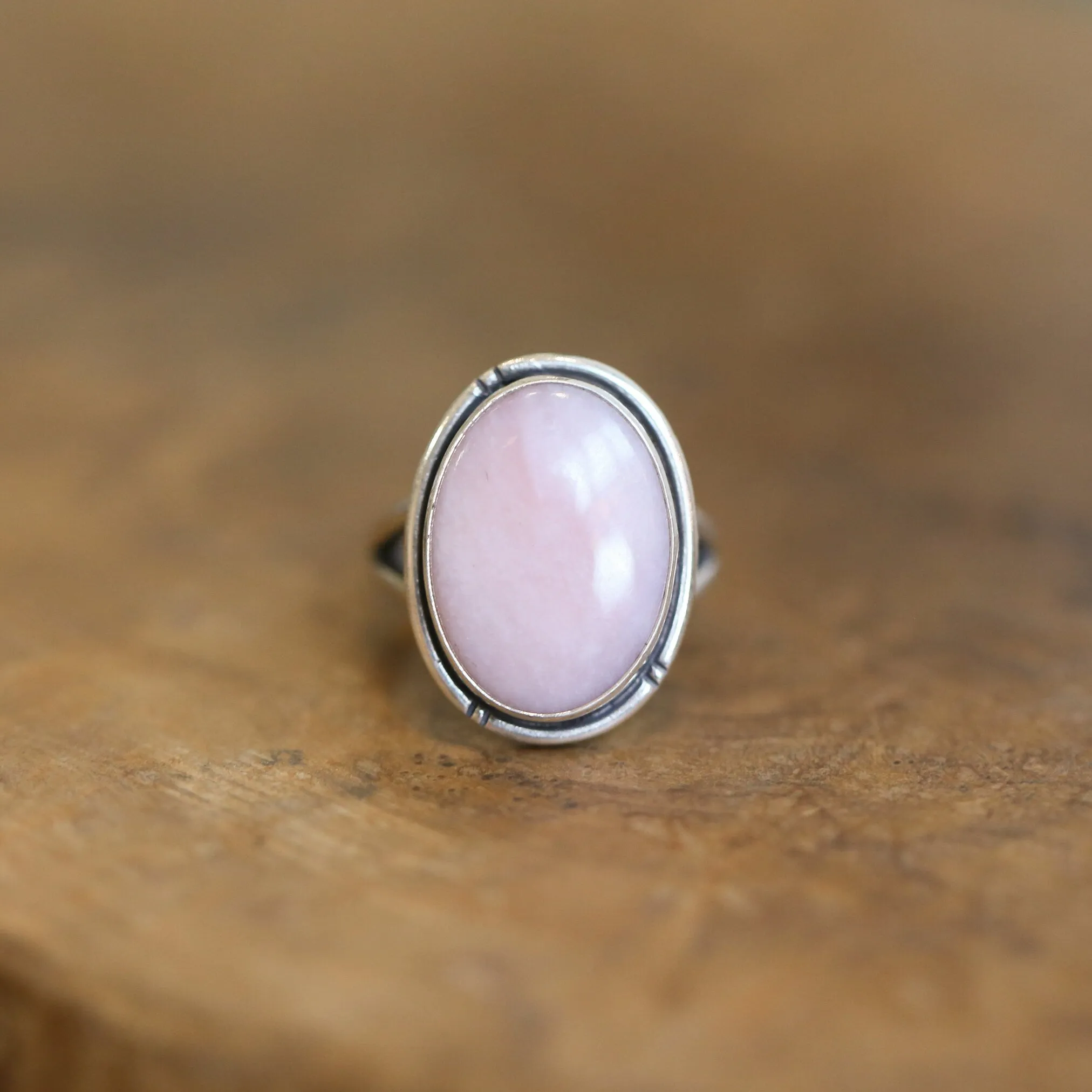 Pink Opal Statement Ring - .925 Sterling Silver Ring - Soft Pink Opal Ring - Silversmith