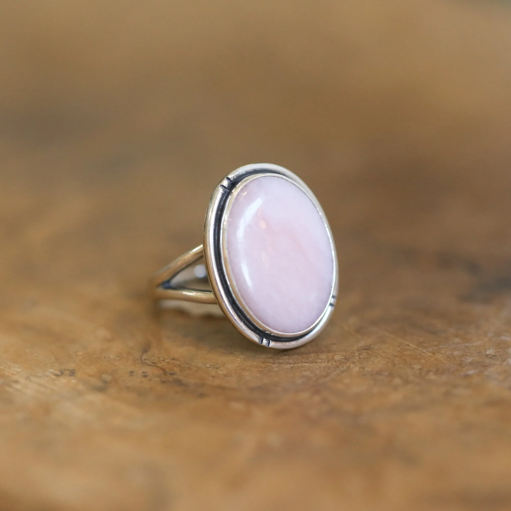 Pink Opal Statement Ring - .925 Sterling Silver Ring - Soft Pink Opal Ring - Silversmith