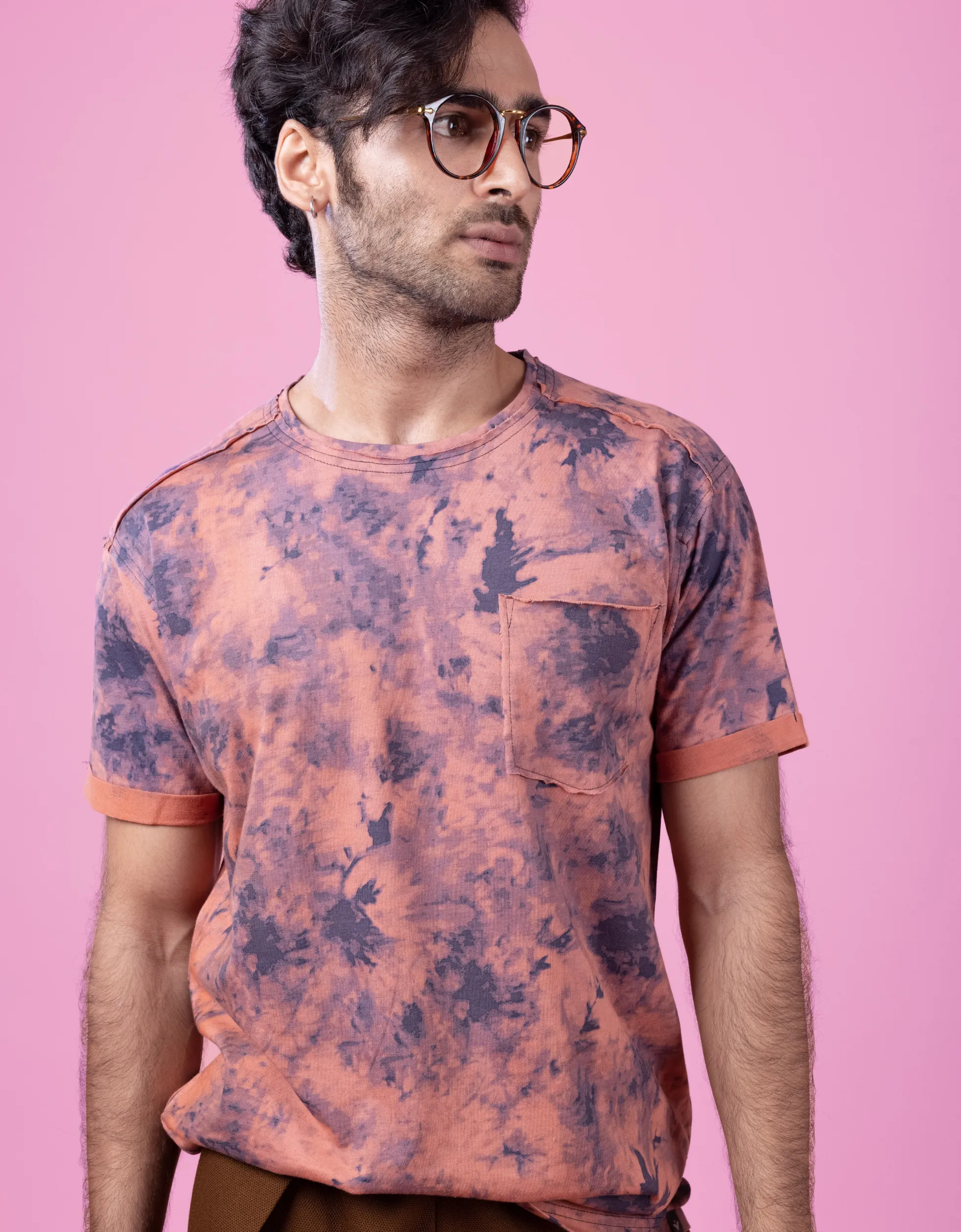 Printed raw edged T-shirt