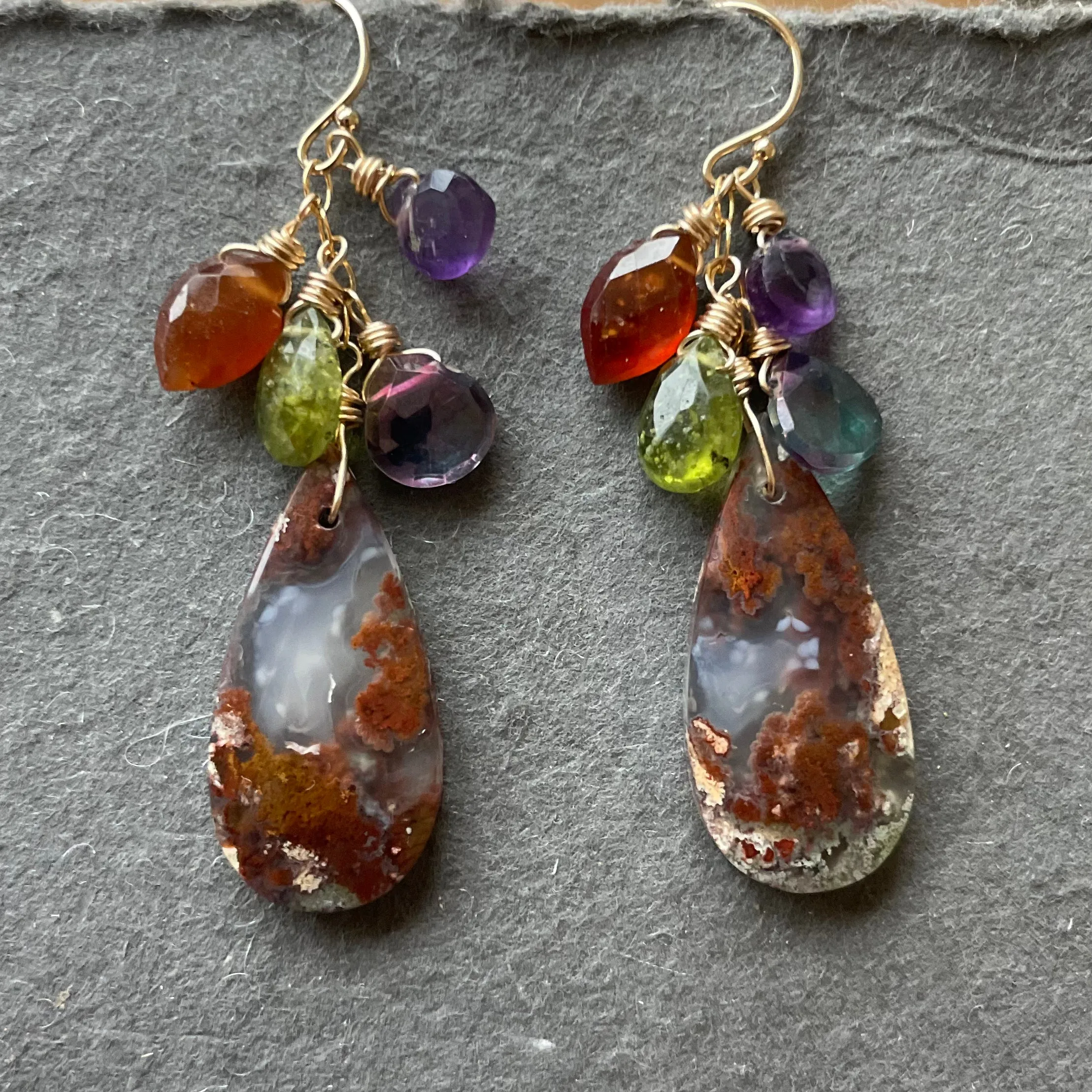 Purple Moss Agate Cascade Earrings OOAK