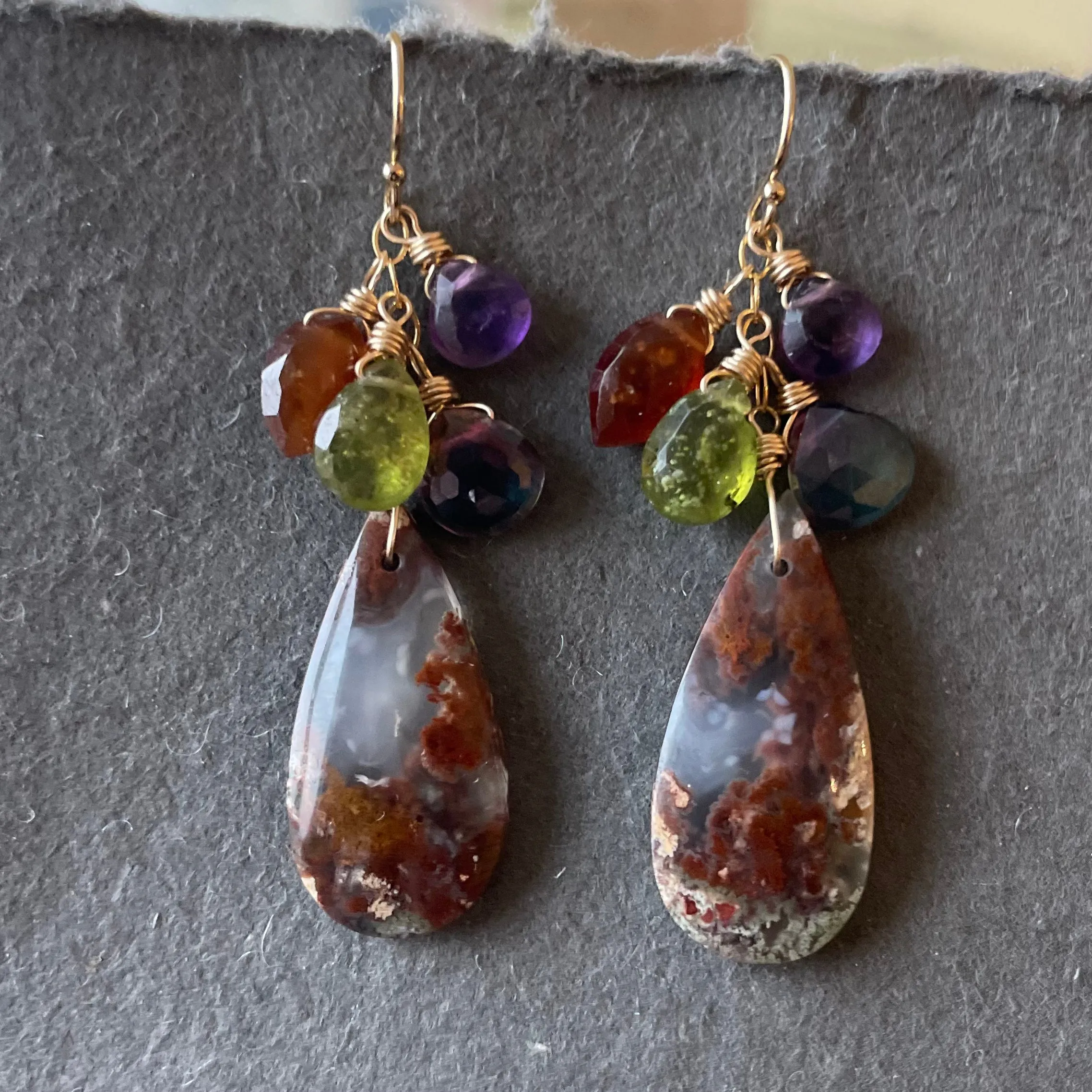 Purple Moss Agate Cascade Earrings OOAK