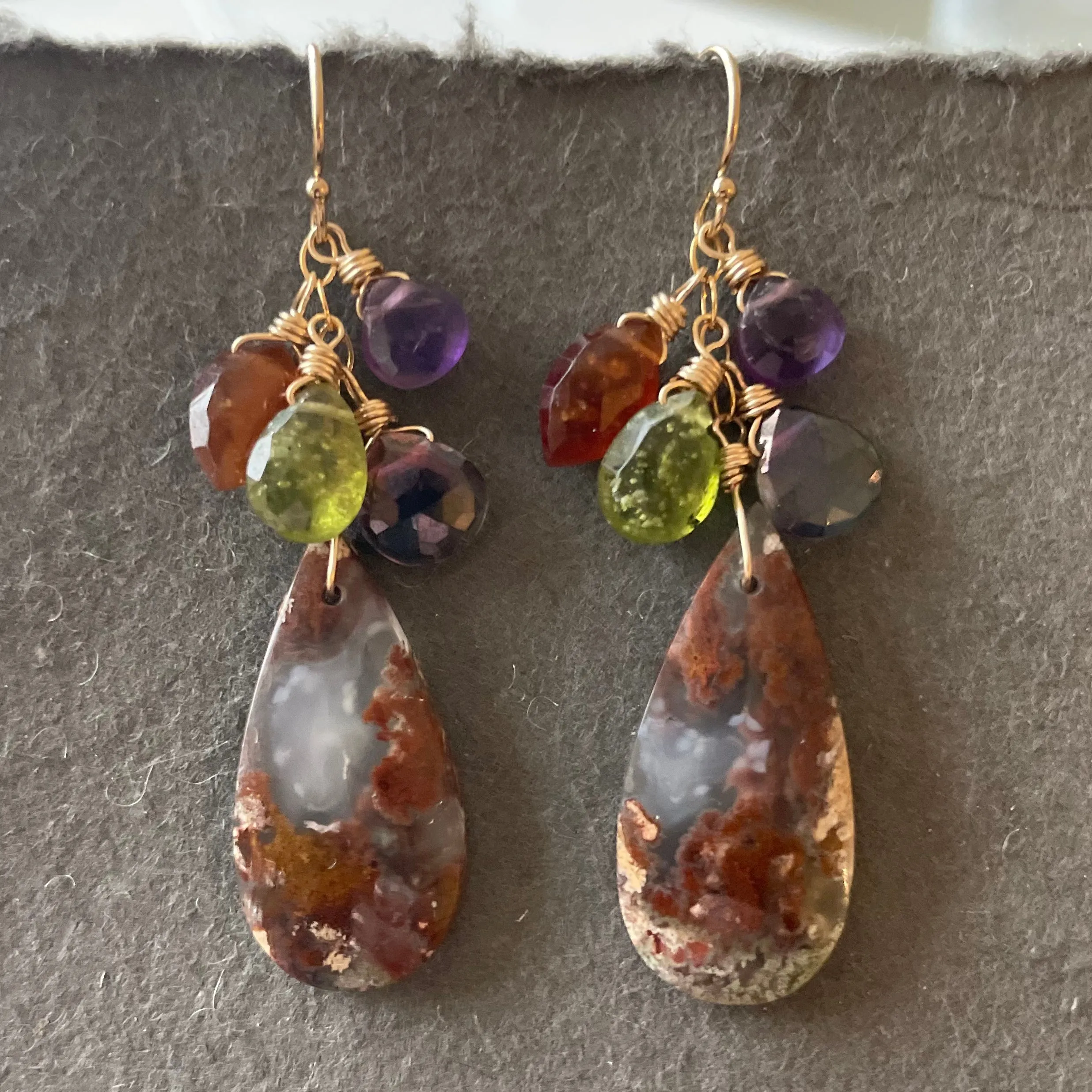 Purple Moss Agate Cascade Earrings OOAK