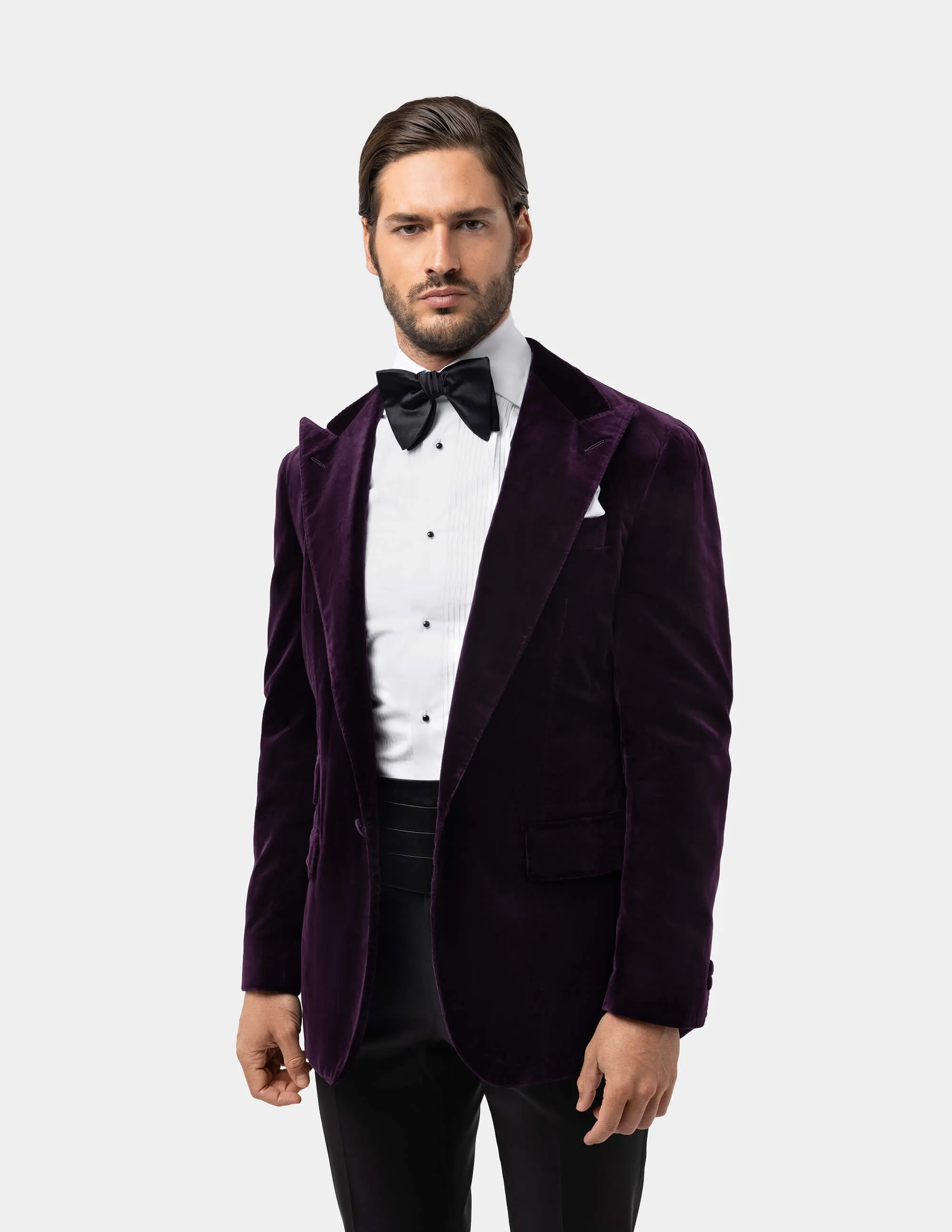 Purple Velvet Single Breasted Jacket