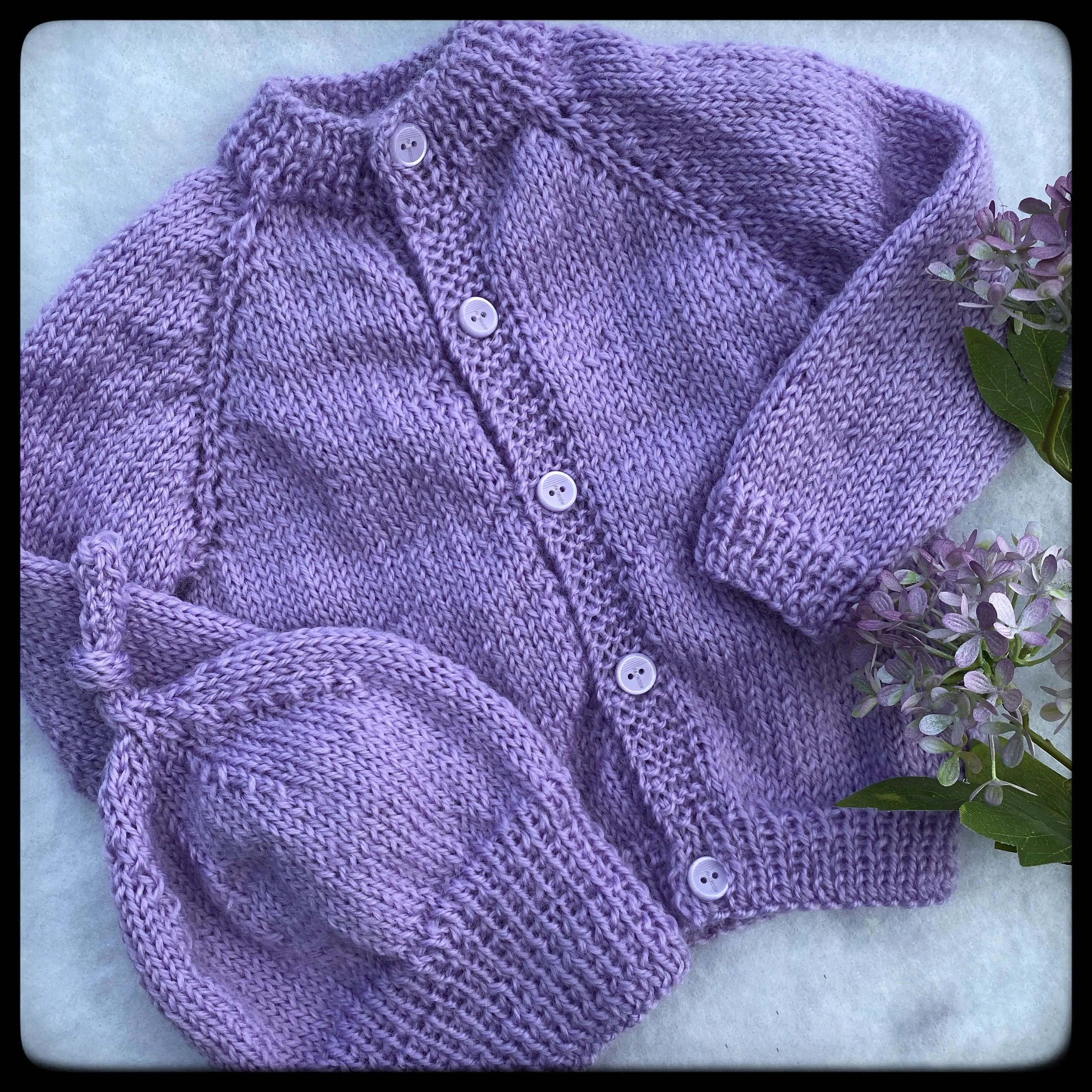 "Riley" baby cardigan and hat