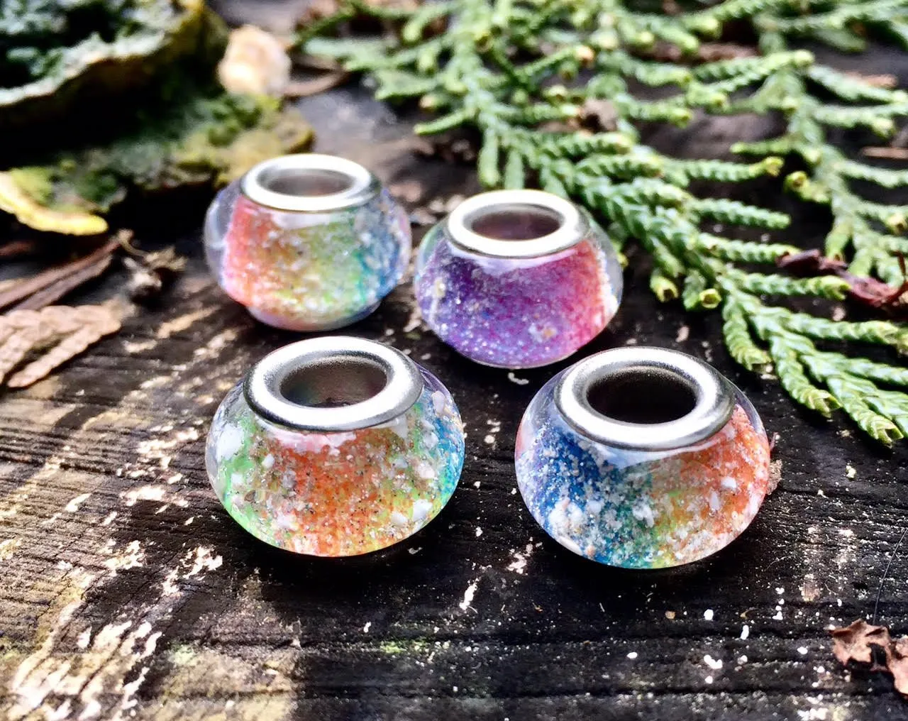 Rainbow Bead with Cremation Ash