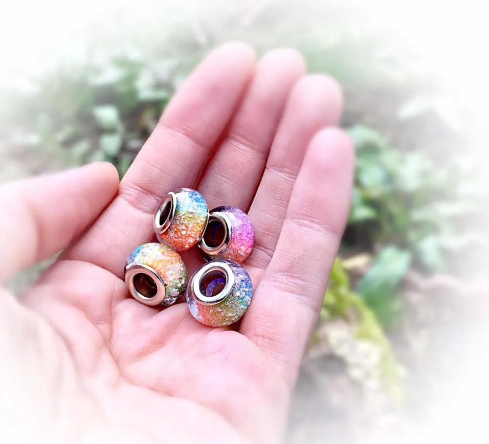 Rainbow Bead with Cremation Ash