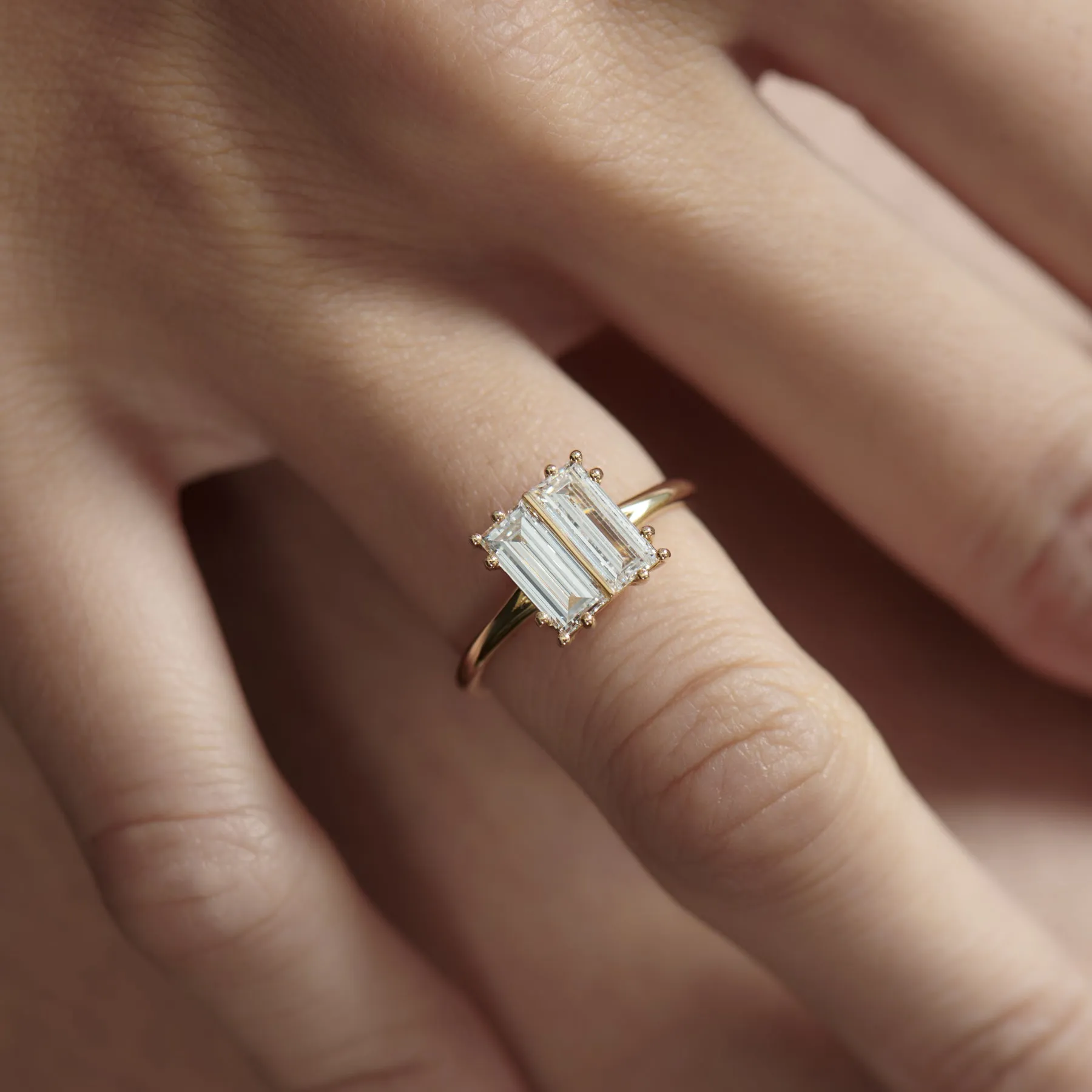 Rectangular Step Cut Diamond Engagement Ring