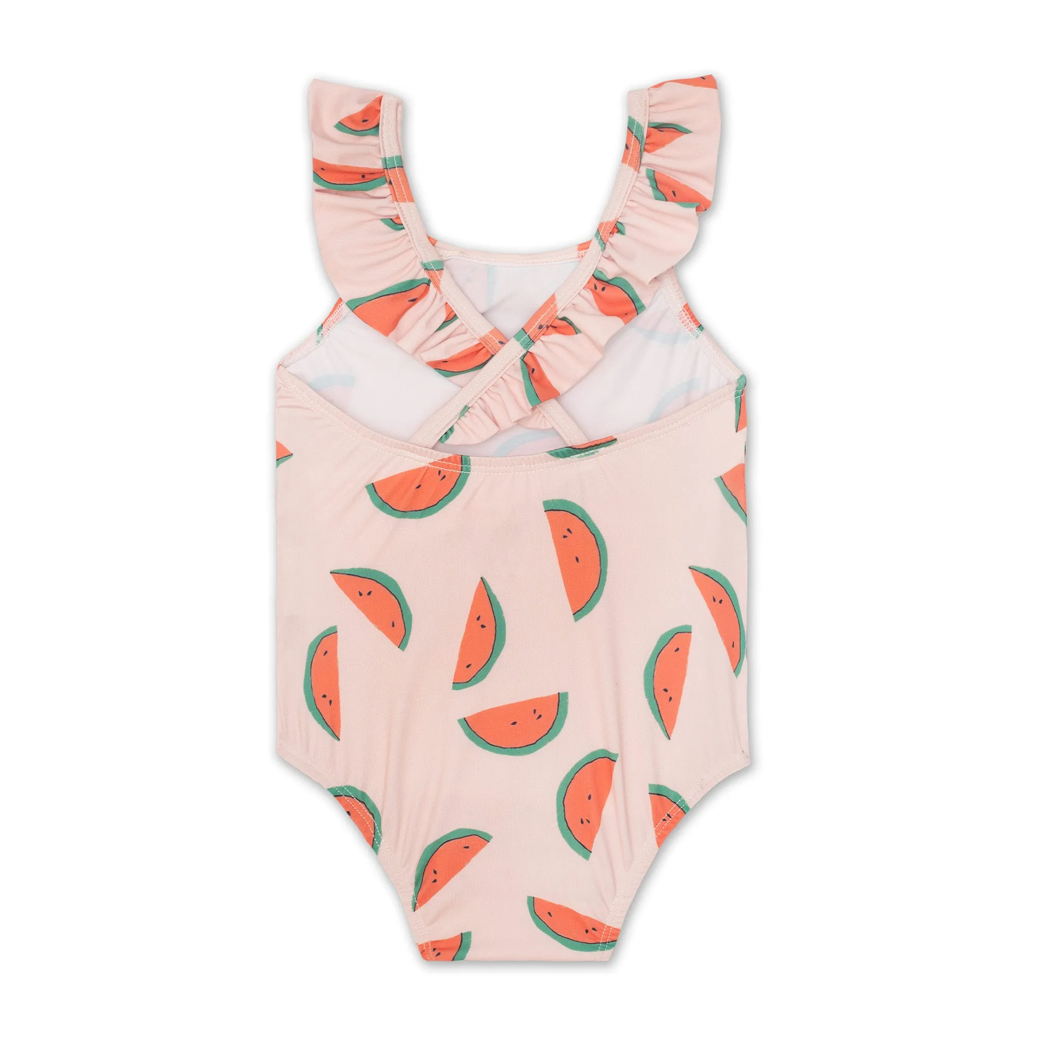 Recycled Polyester Watermelon Slices Ruffle Kid Swimsuit