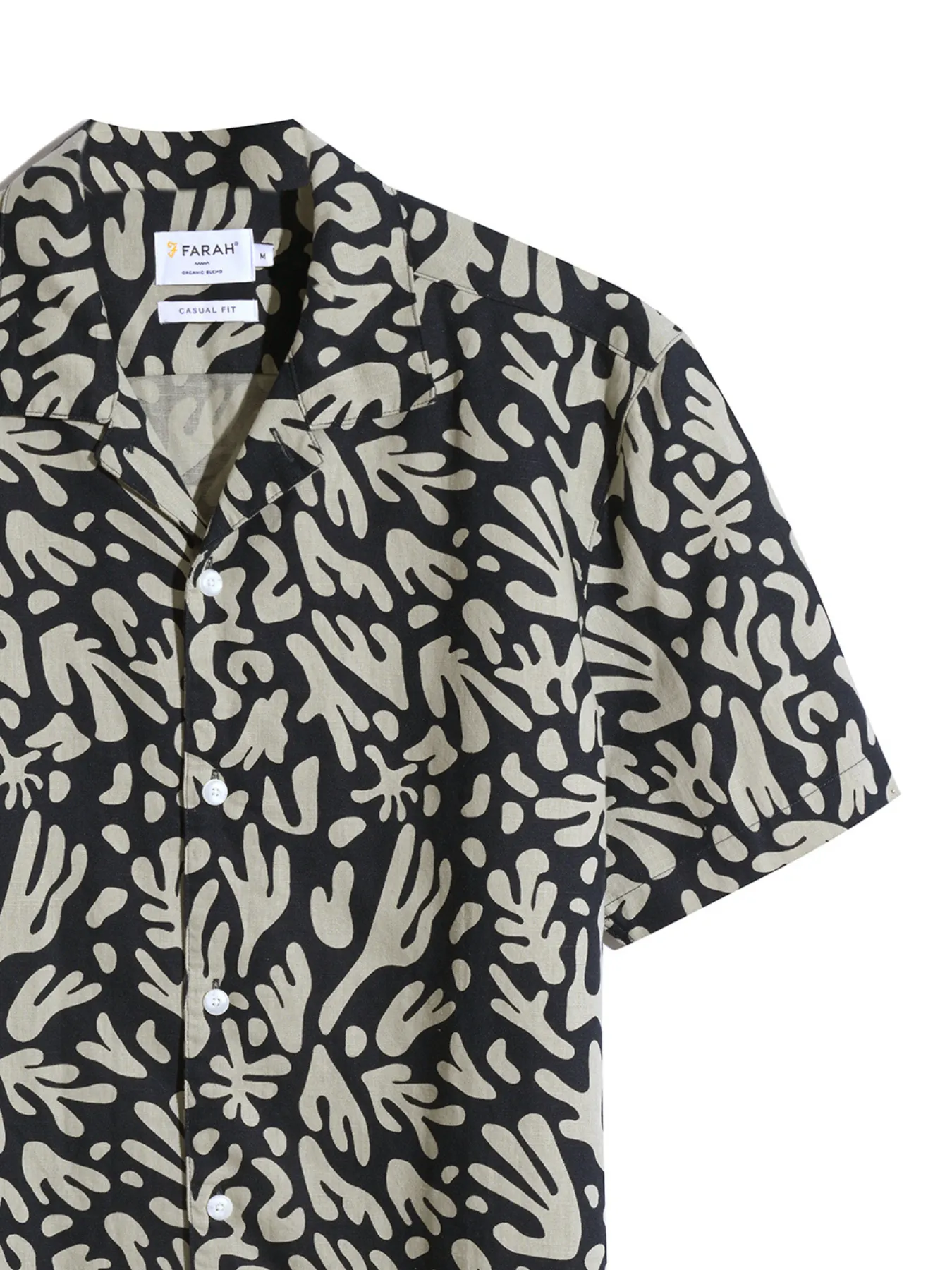 Saunders Short Sleeve Revere Print Shirt In True Navy