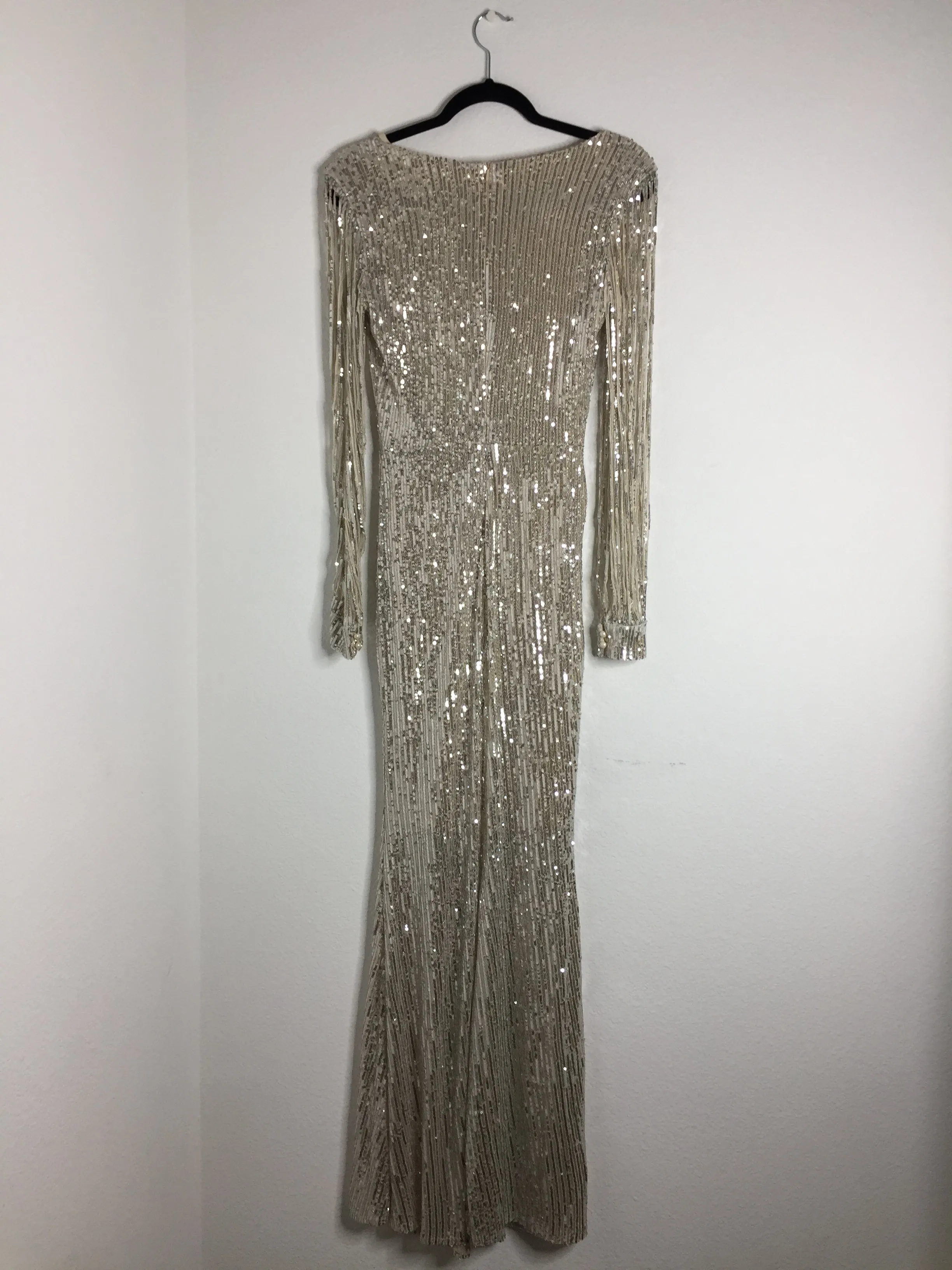 Sequin Fringe Sleeve Maxi Dress (Re-Fixed)