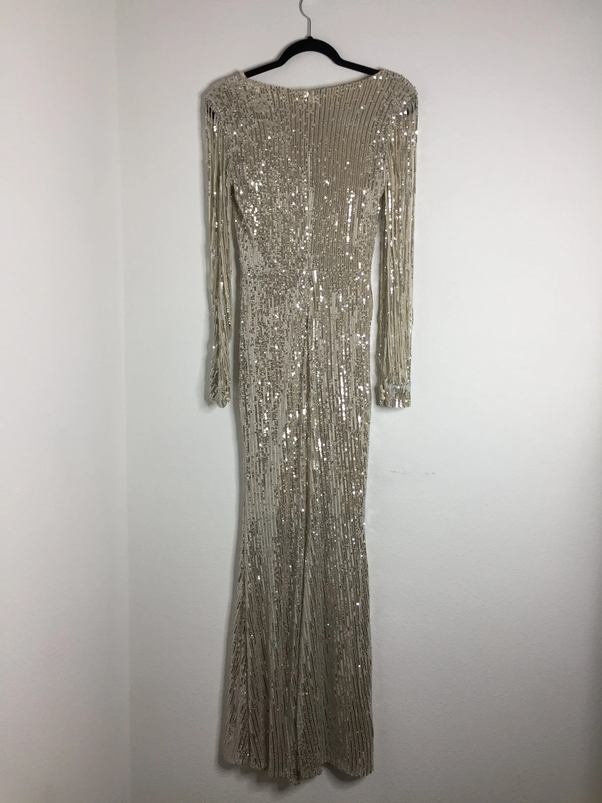 Sequin Fringe Sleeve Maxi Dress (Re-Fixed)